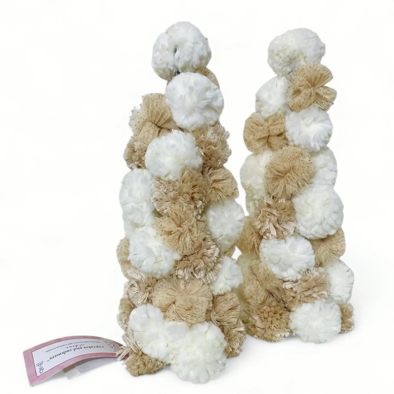 Cupcakes and Cashmere Gold Pom Pom Christmas Tree – 2 Piece Set 14" - Trendiez U ♥