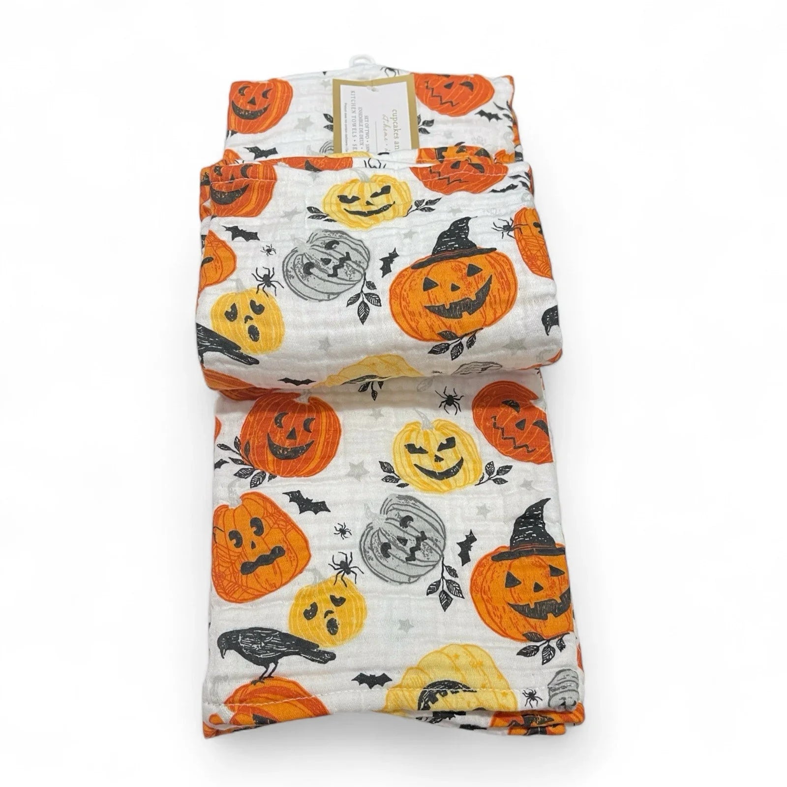 Cupcakes and Cashmere Kitchen Towel Set 2-Piece Halloween Pumpkin - Trendiez U ♥
