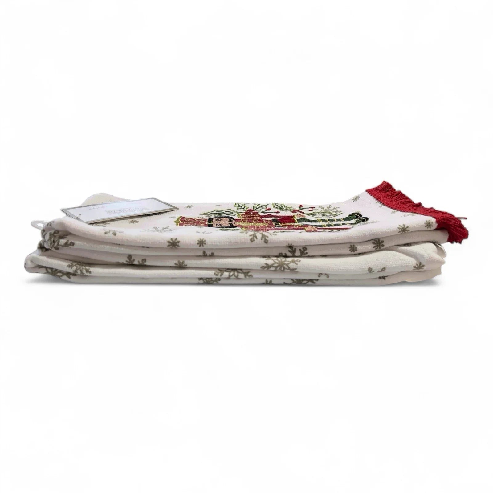 Cupcakes and Cashmere Kitchen Towel Set — 3pc, Nutcracker Embroidered, Fringed Trim - Trendiez U ♥