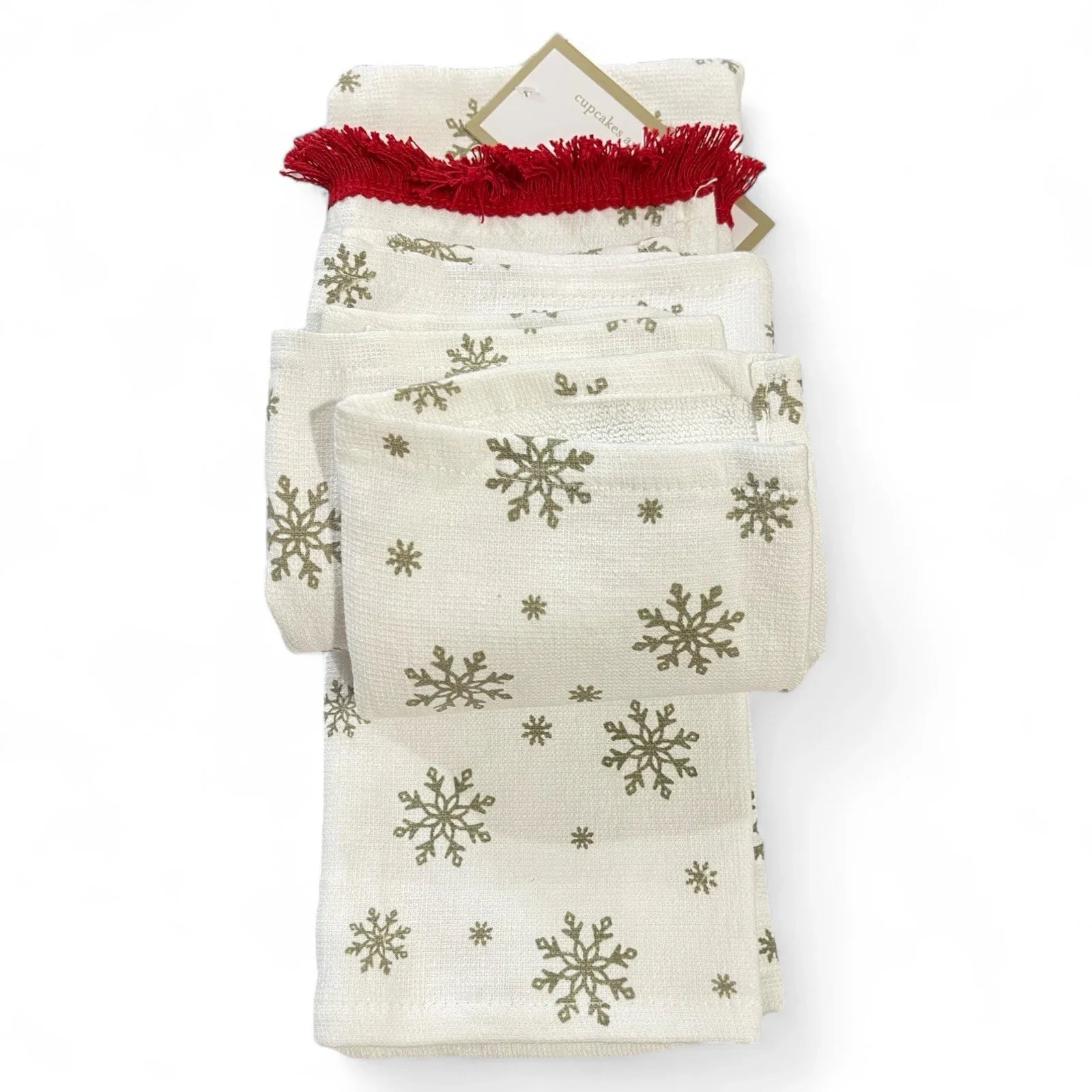 Cupcakes and Cashmere Kitchen Towel Set — 3pc, Nutcracker Embroidered, Fringed Trim - Trendiez U ♥