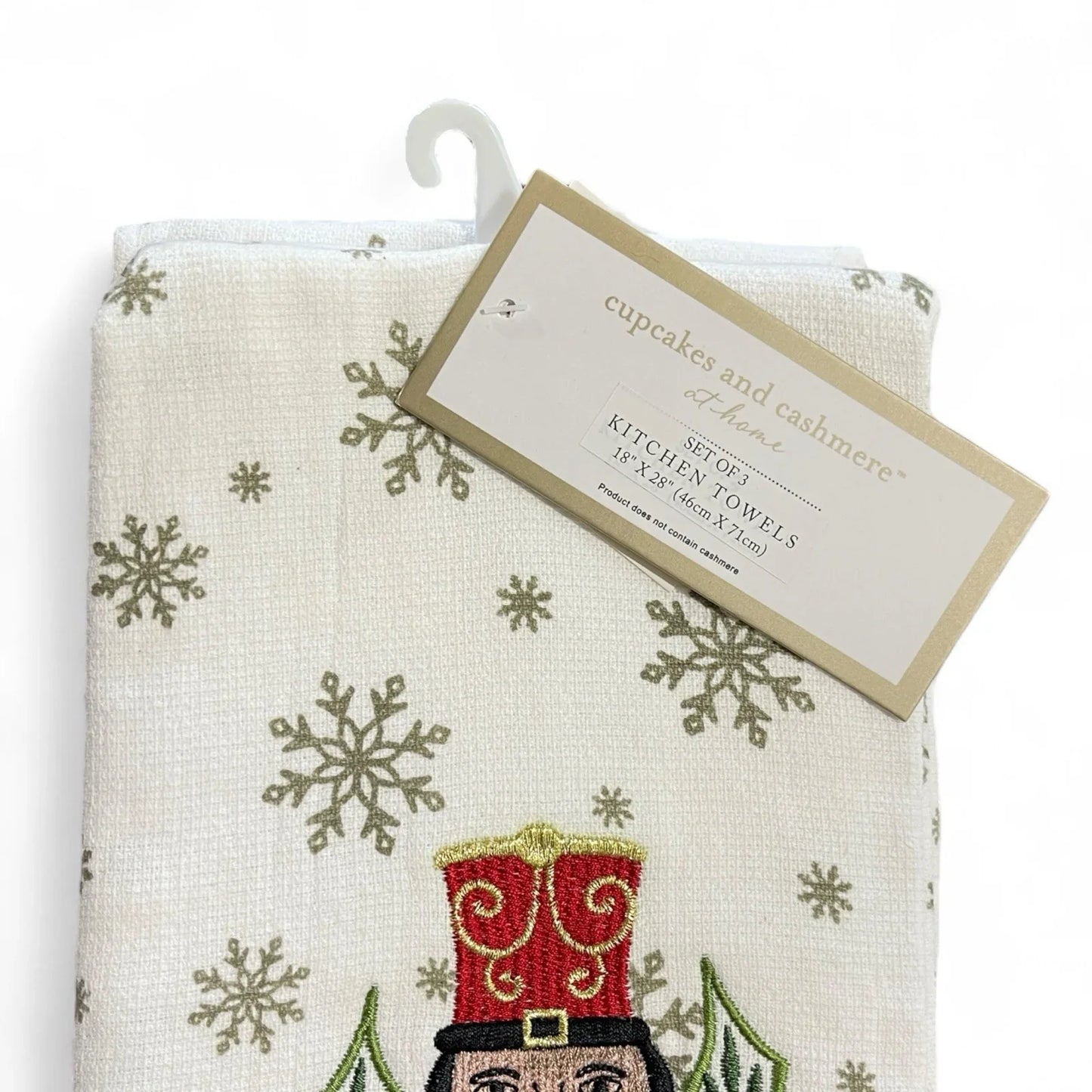 Cupcakes and Cashmere Kitchen Towel Set — 3pc, Nutcracker Embroidered, Fringed Trim - Trendiez U ♥
