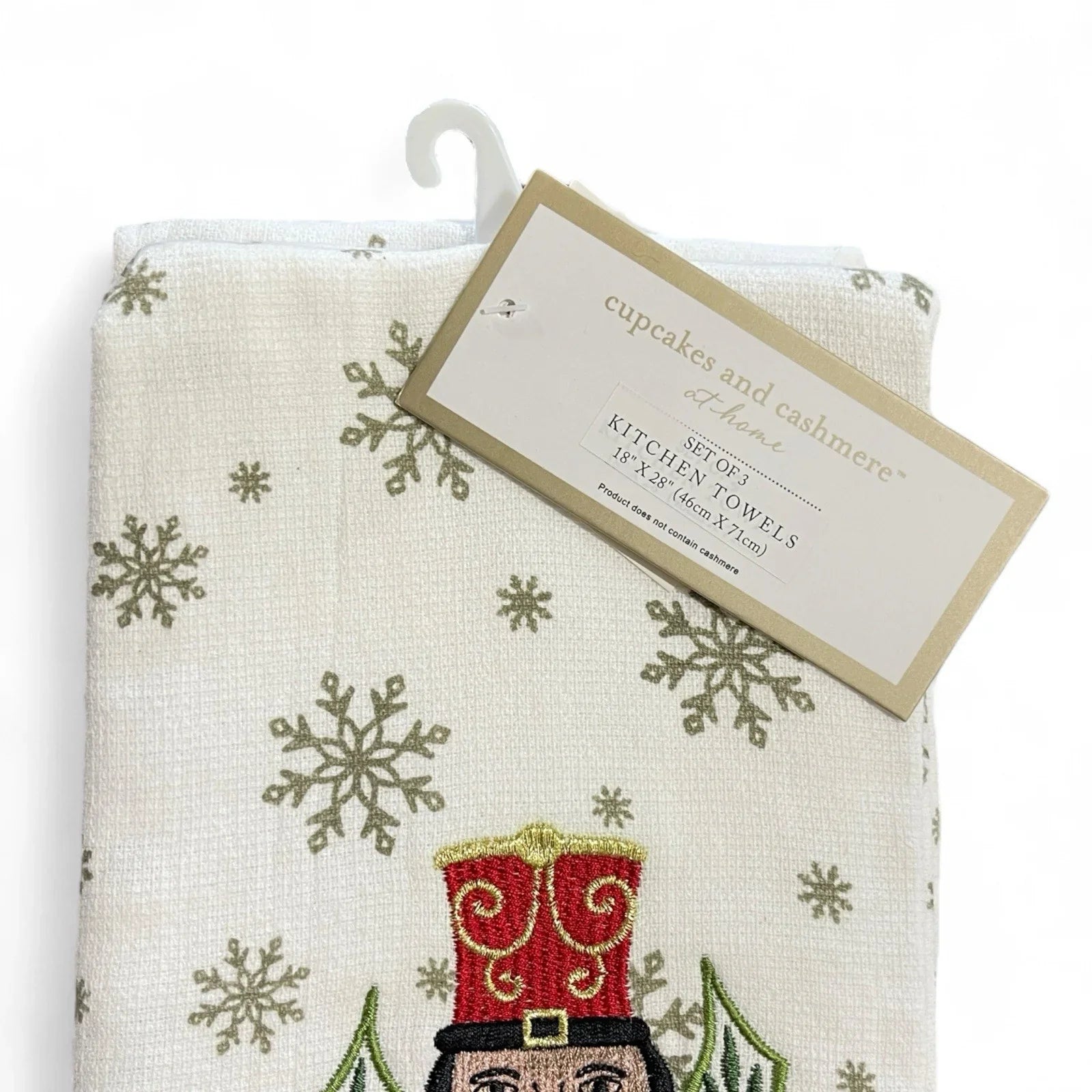 Cupcakes and Cashmere Kitchen Towel Set — 3pc, Nutcracker Embroidered, Fringed Trim - Trendiez U ♥
