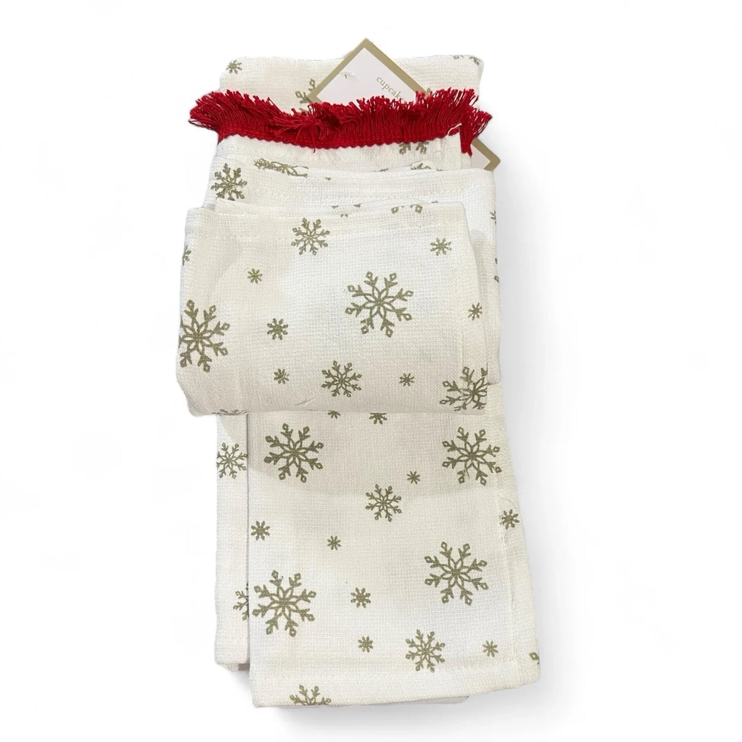 Cupcakes and Cashmere Kitchen Towel Set — 3pc, Nutcracker Embroidered, Fringed Trim - Trendiez U ♥