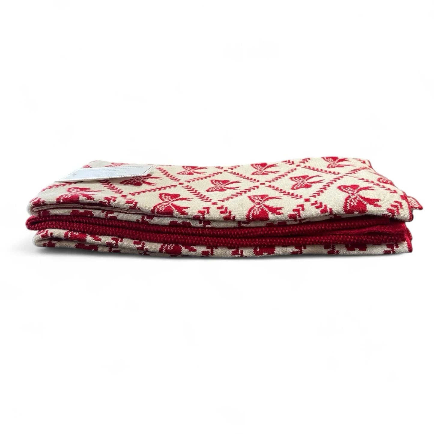 Cupcakes and Cashmere Kitchen Towel Set - Heavy Knit Sweater Red Christmas Bows - Trendiez U ♥