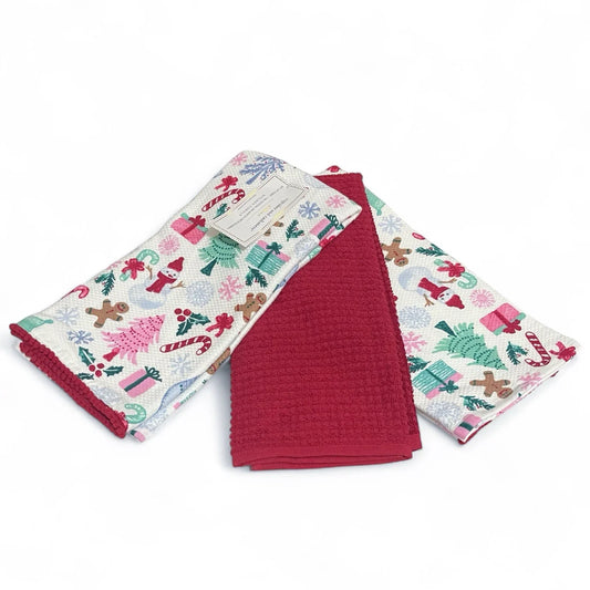 Cupcakes and Cashmere Kitchen Towel Set of 3 Gingerbread Candy Cane Christmas - Trendiez U ♥