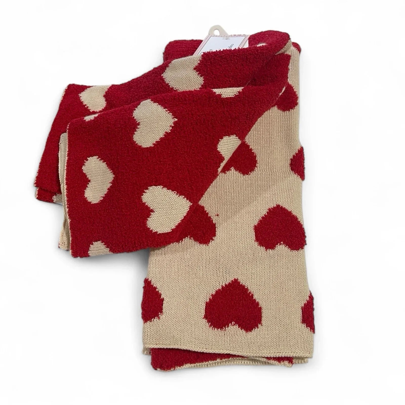 Cupcakes and Cashmere Kitchen Towels – 2-Pack Red & Cream Heart Knit - Trendiez U ♥