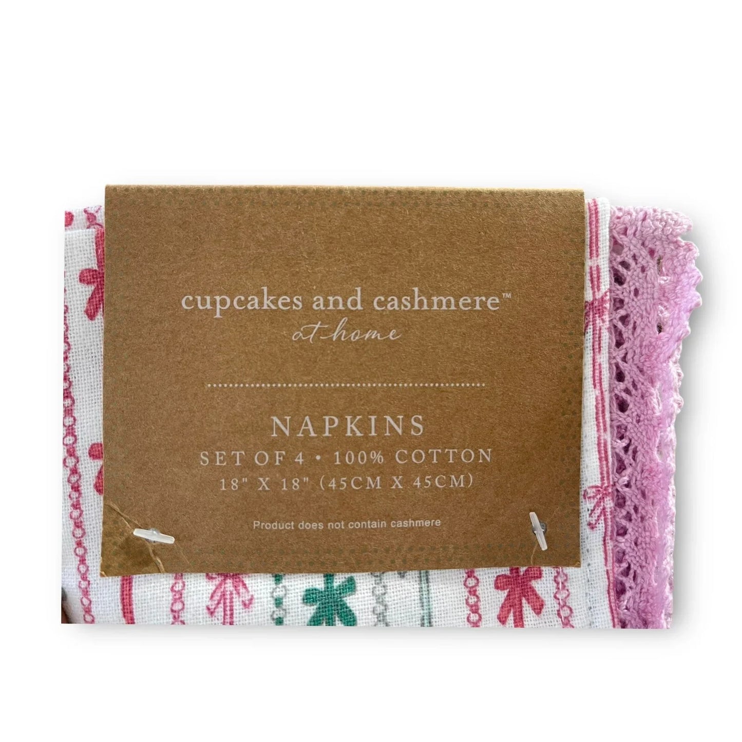 Cupcakes And Cashmere Napkin Set Pinkmas Set of 4 Reusable Pink Crochet Edge - Trendiez U ♥