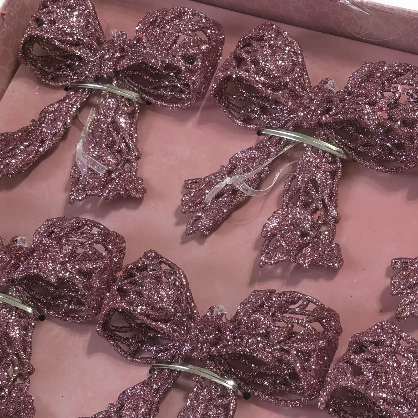 Cupcakes and Cashmere Pink Bow Ornaments – 6 Piece Holiday Set - Trendiez U ♥