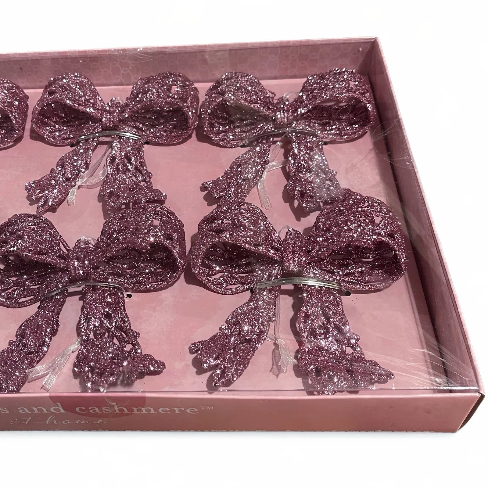 Cupcakes and Cashmere Pink Bow Ornaments – 6 Piece Holiday Set - Trendiez U ♥