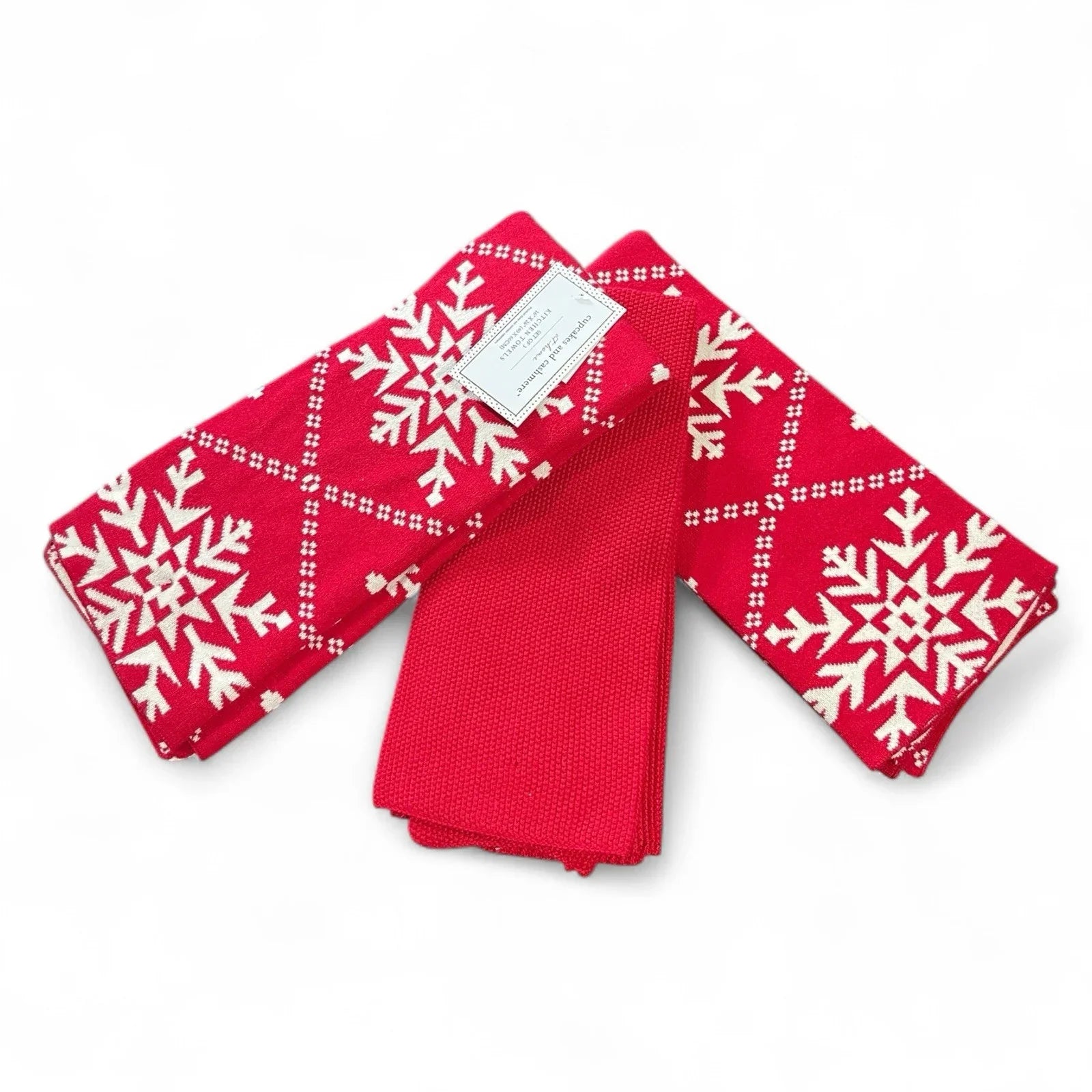 Cupcakes and Cashmere Snowflake Christmas Knit Kitchen Towels – 3 Pack - Trendiez U ♥