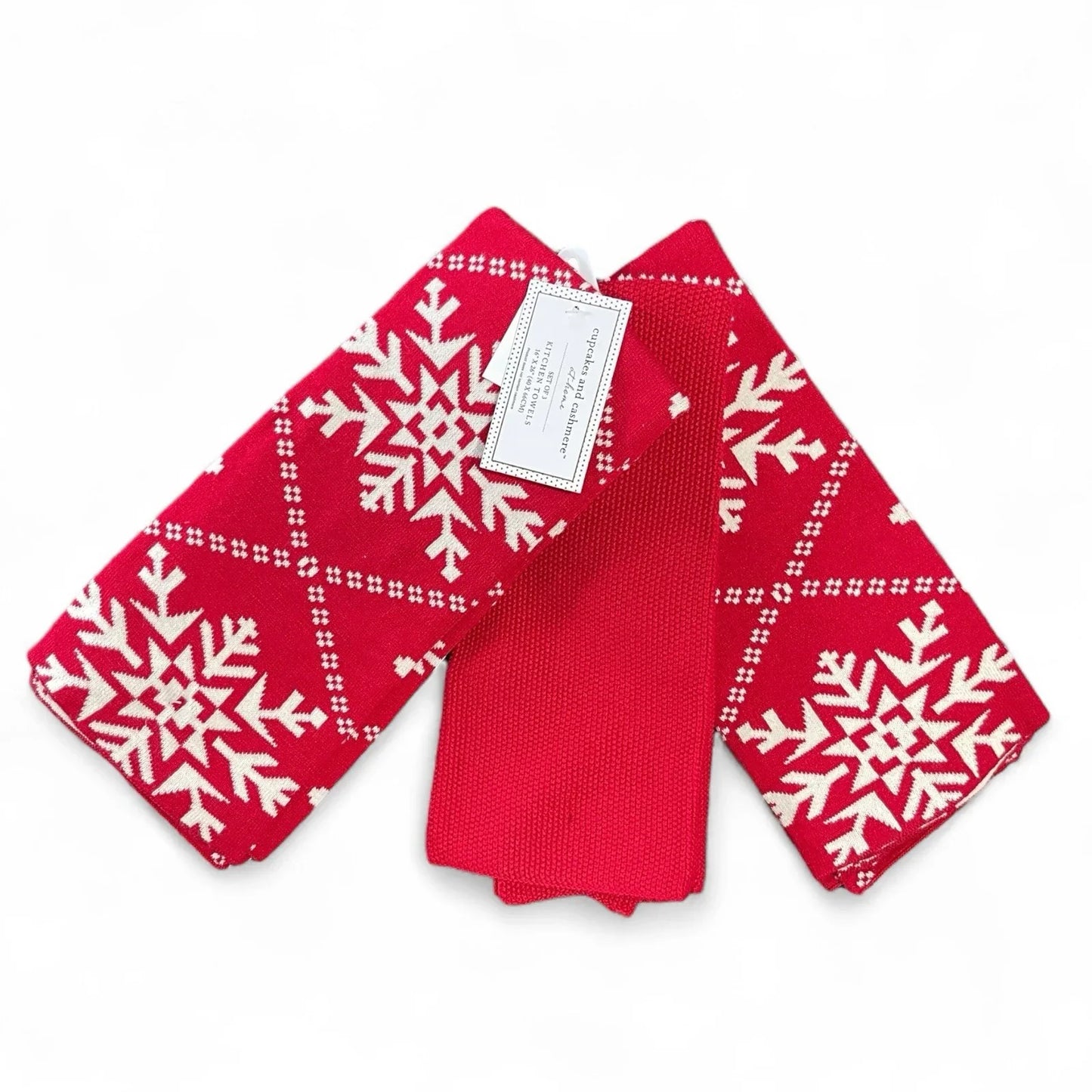 Cupcakes and Cashmere Snowflake Christmas Knit Kitchen Towels – 3 Pack - Trendiez U ♥