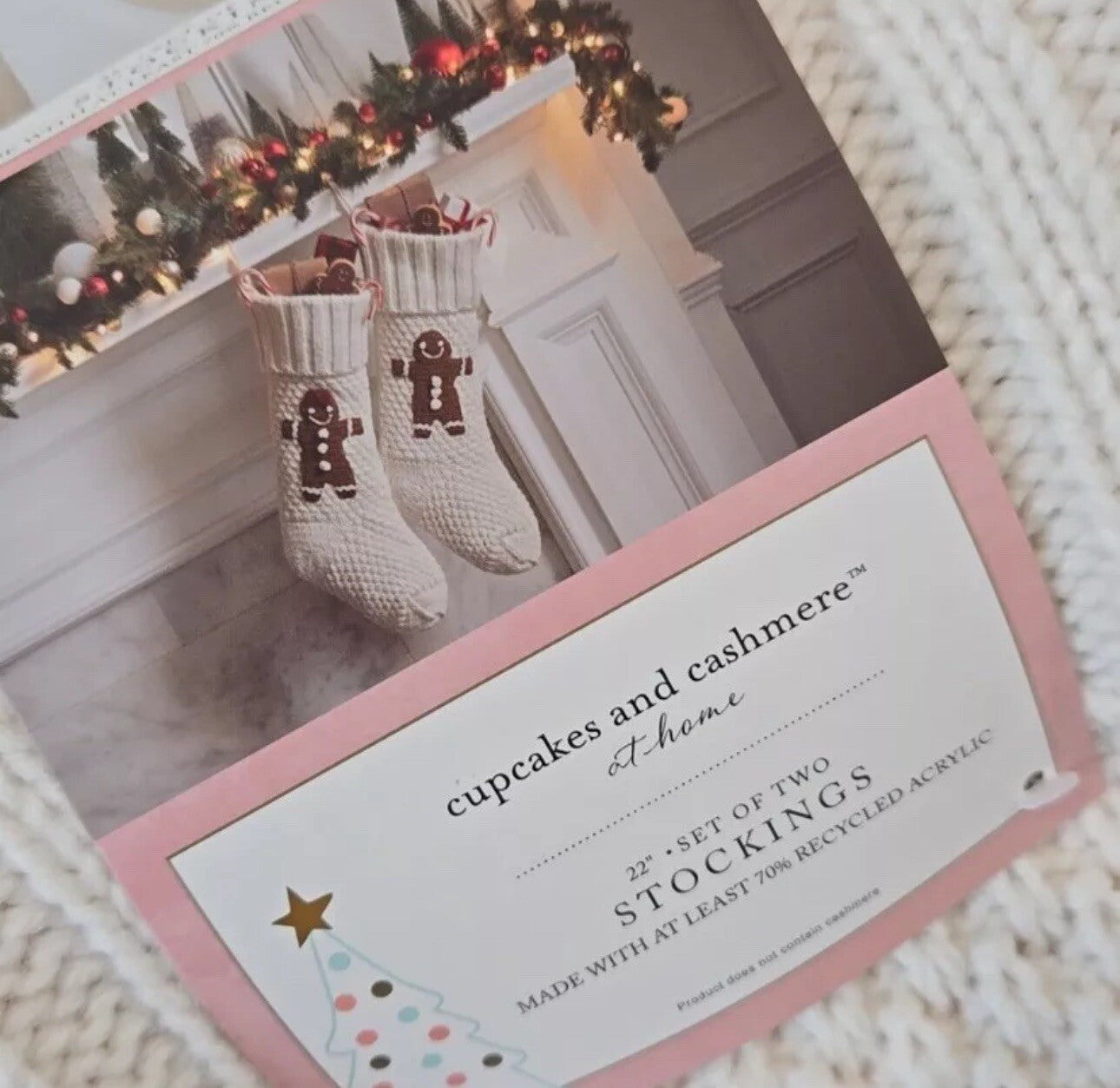Cupcakes and Cashmere Soft White Knit Christmas Gingerbread Stockings Set Of 2 - Trendiez U ♥