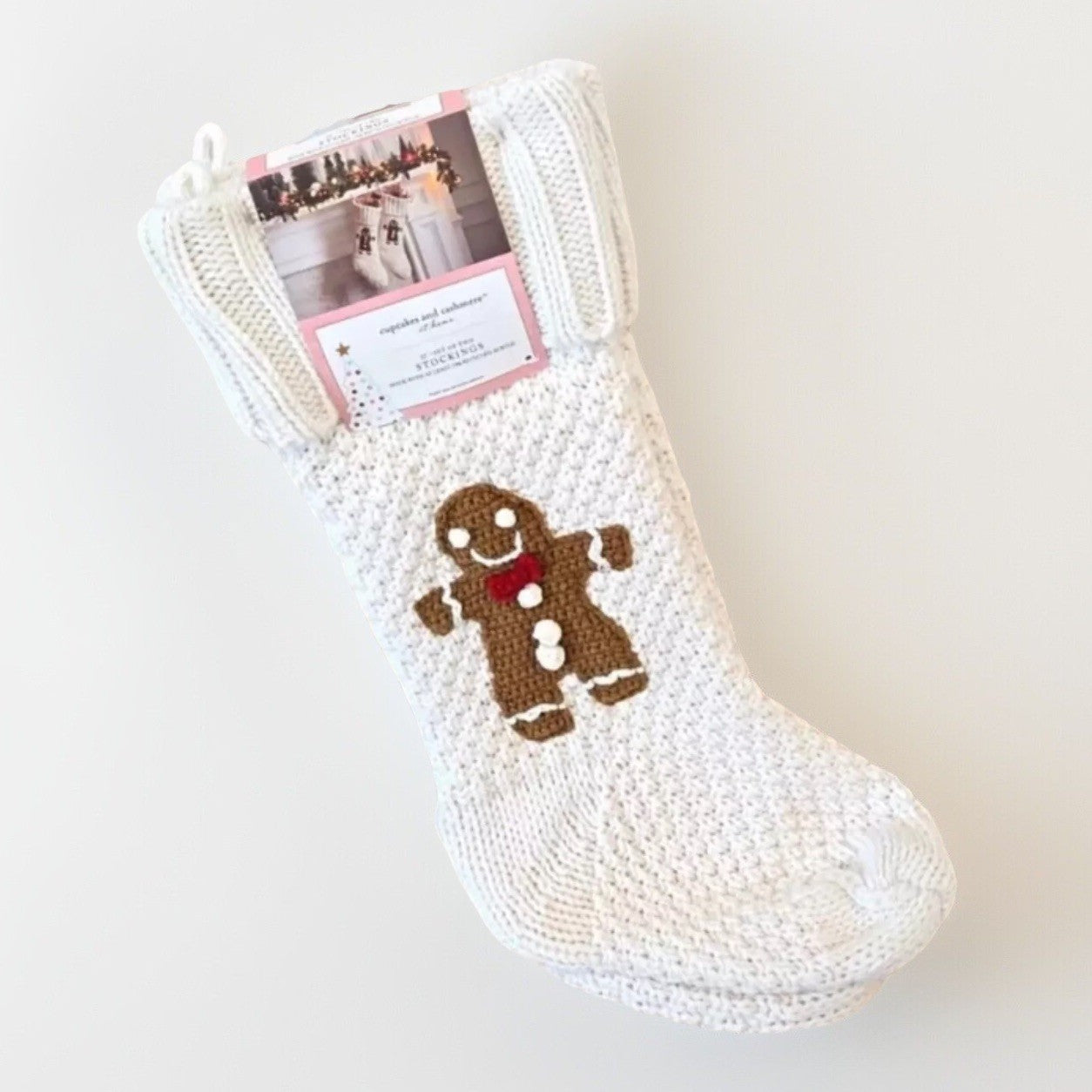 Cupcakes and Cashmere Soft White Knit Christmas Gingerbread Stockings Set Of 2 - Trendiez U ♥