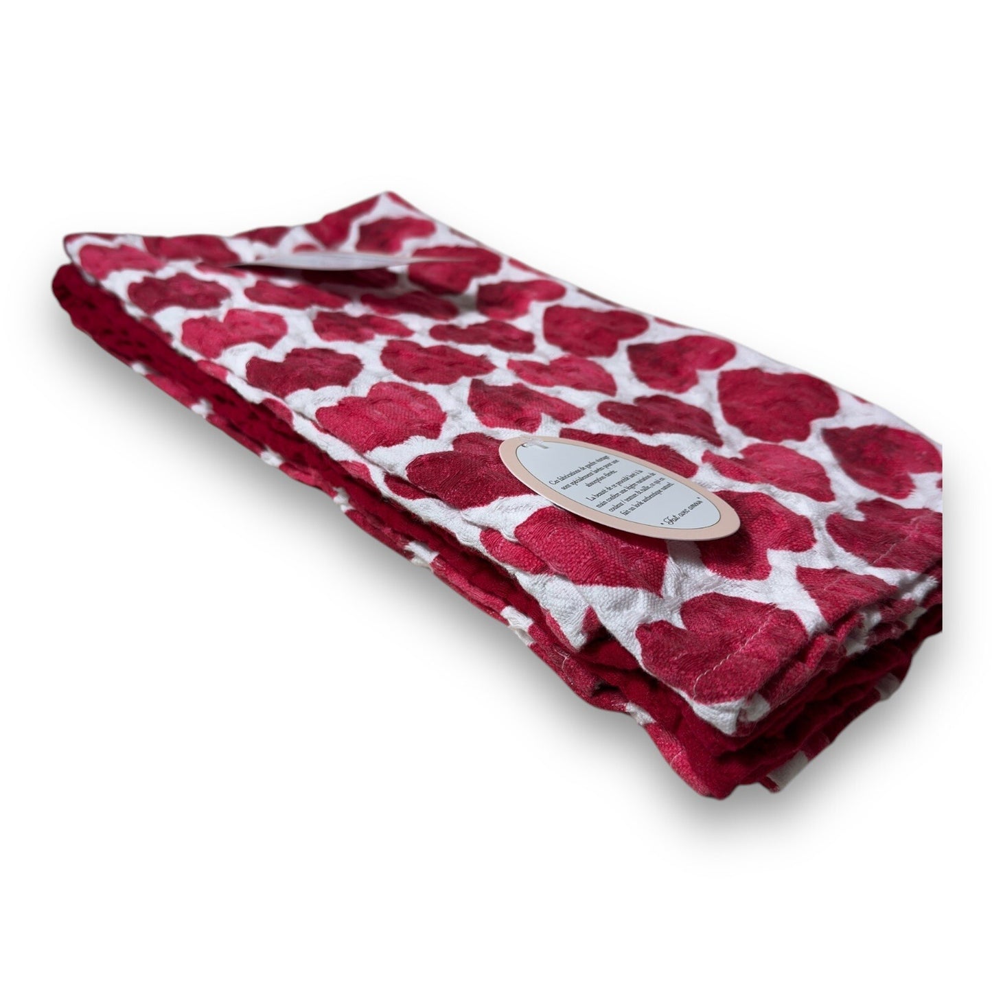Cupcakes and Cashmere Waffle Woven Heart Kitchen Dish Towels — Red & Pink - Trendiez U ♥