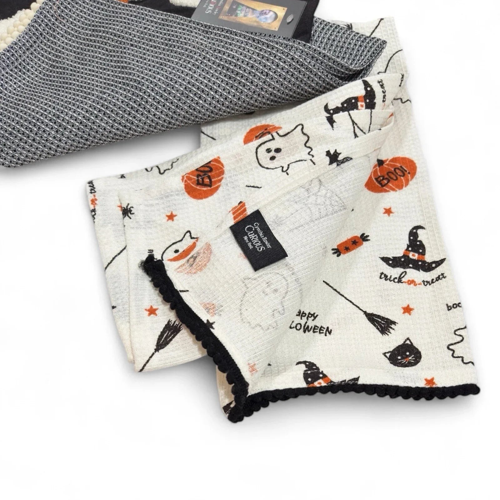 Cynthia Rowley Curious Collection Kitchen Towel Set of 3 Textured Ghosts 20x28” - Trendiez U ♥
