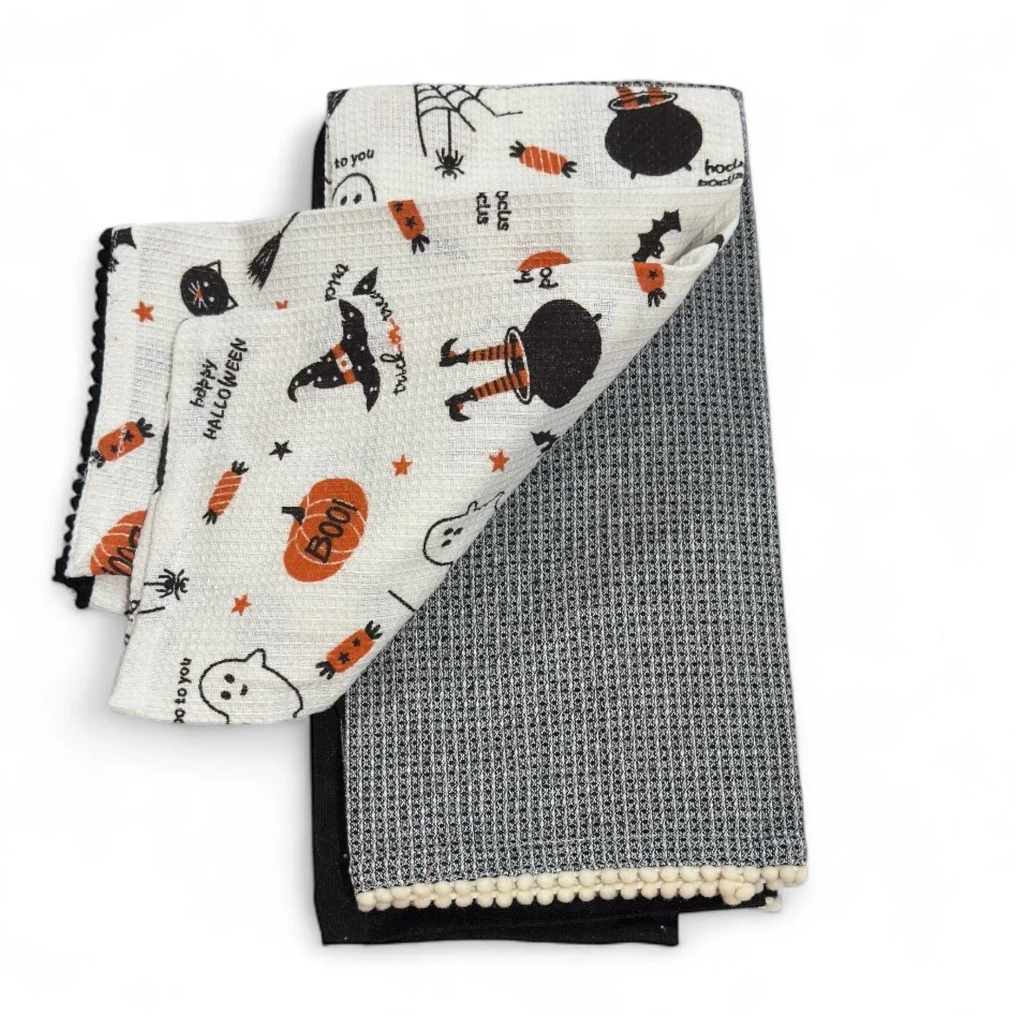 Cynthia Rowley Curious Collection Kitchen Towel Set of 3 Textured Ghosts 20x28” - Trendiez U ♥