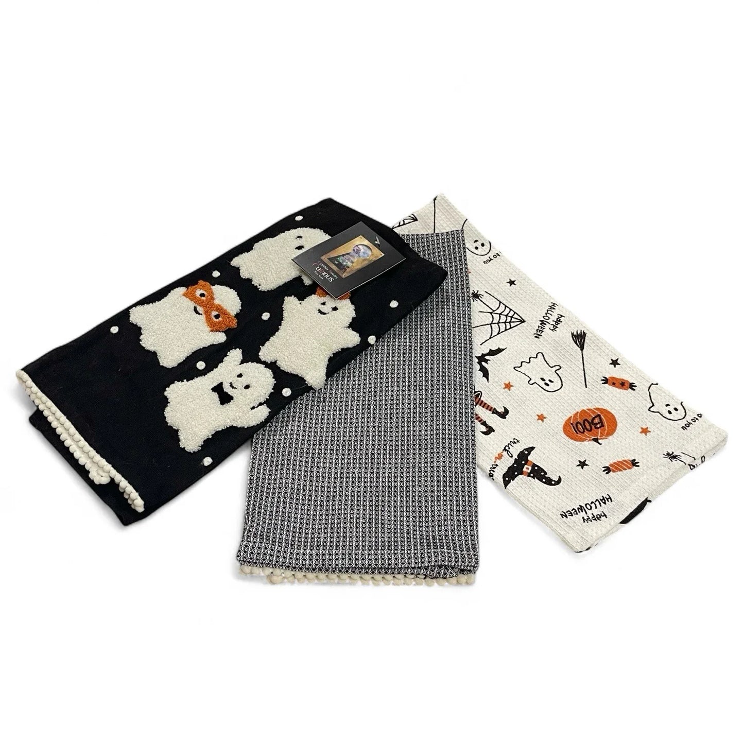 Cynthia Rowley Curious Collection Kitchen Towel Set of 3 Textured Ghosts 20x28” - Trendiez U ♥