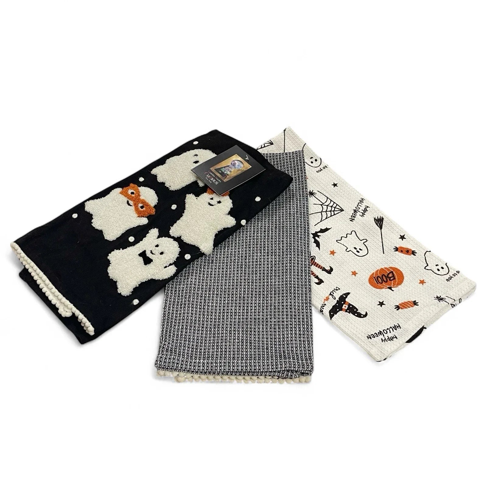 Cynthia Rowley Curious Collection Kitchen Towel Set of 3 Textured Ghosts 20x28” - Trendiez U ♥
