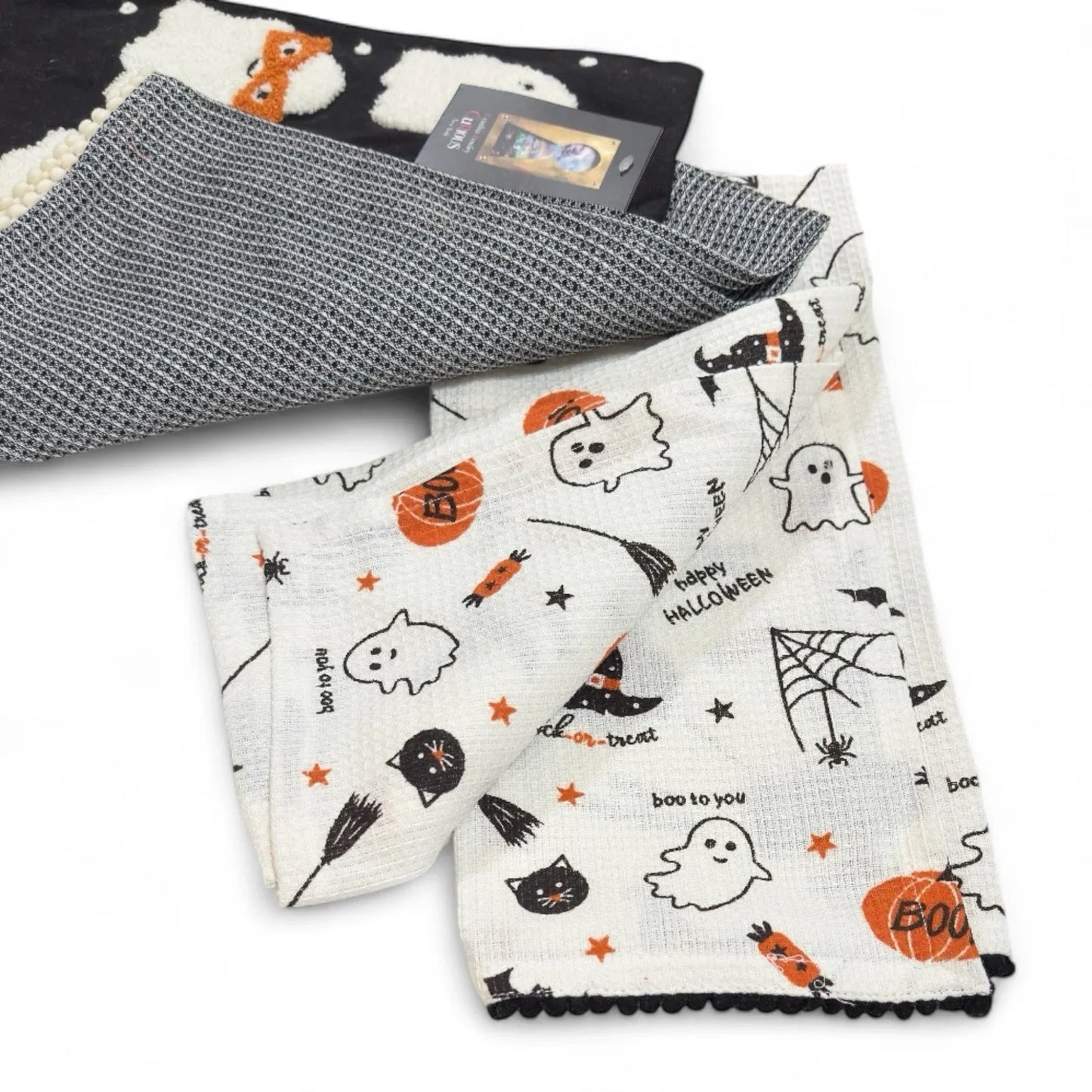 Cynthia Rowley Curious Collection Kitchen Towel Set of 3 Textured Ghosts 20x28” - Trendiez U ♥