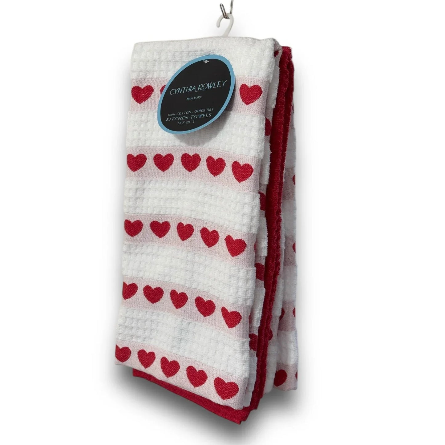 Cynthia Rowley Kitchen Towels Red Hearts 100% Cotton Quick Dry - Trendiez U ♥