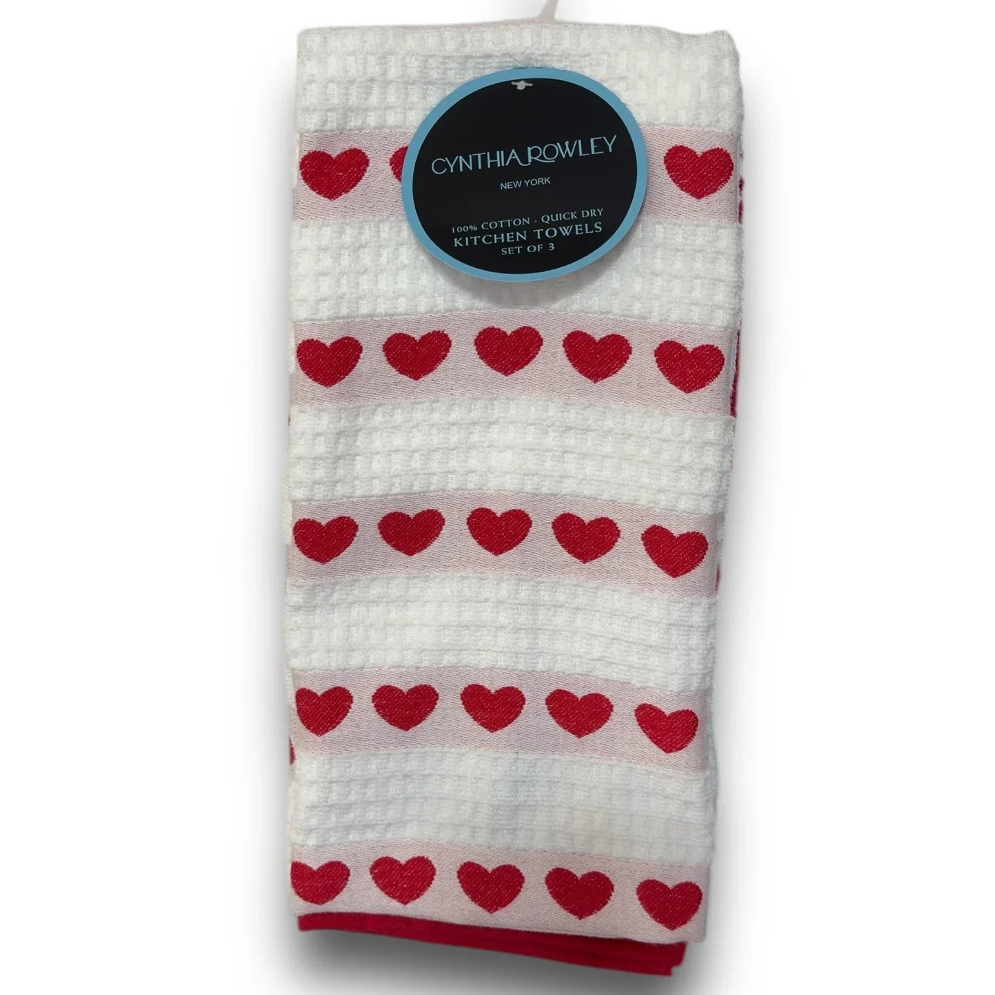 Cynthia Rowley Kitchen Towels Red Hearts 100% Cotton Quick Dry - Trendiez U ♥