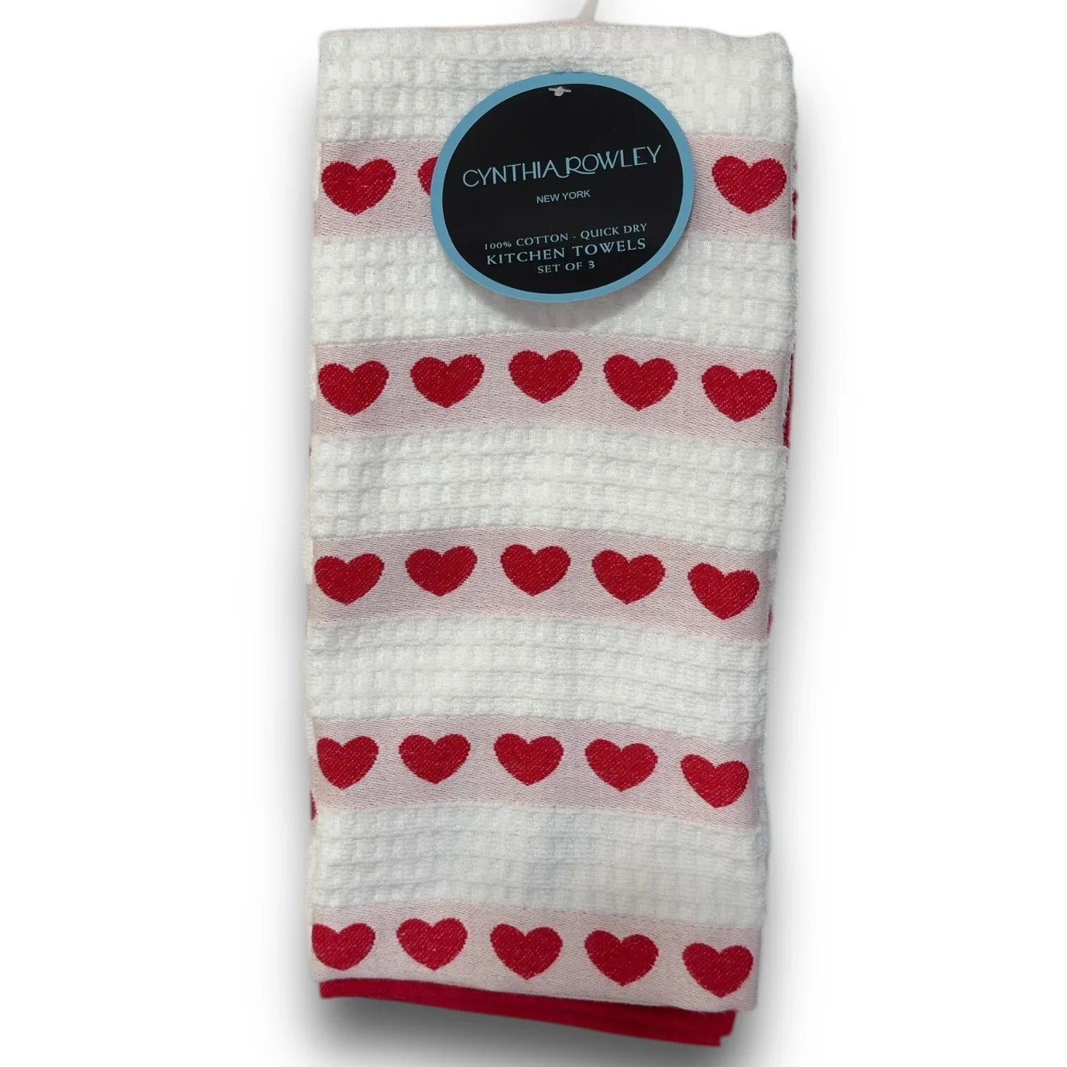 Cynthia Rowley Kitchen Towels Red Hearts 100% Cotton Quick Dry - Trendiez U ♥
