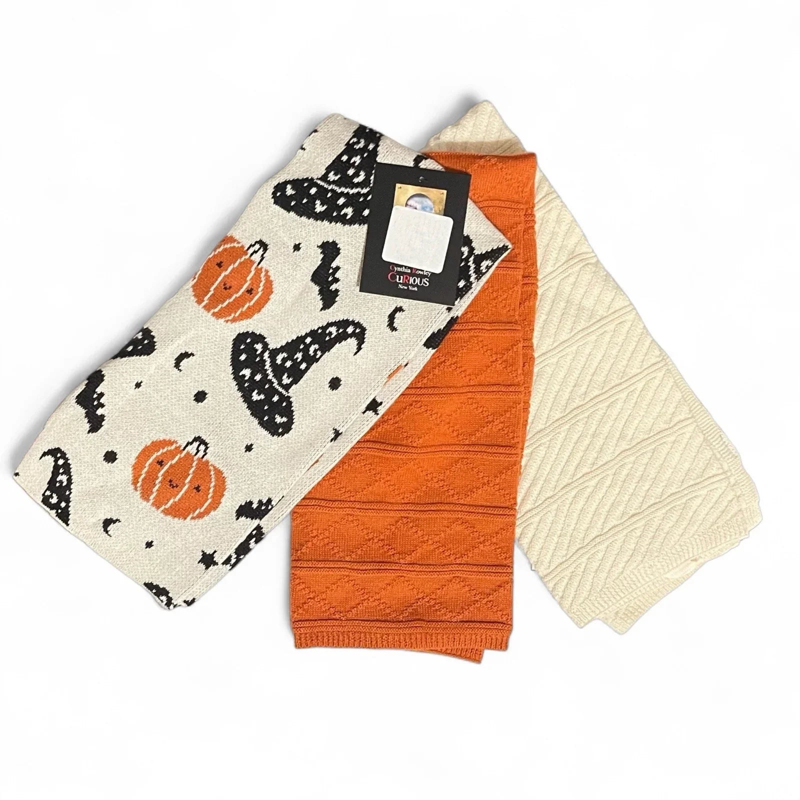 Cynthia Rowley Knit Kitchen Towel Set 3-Piece Halloween Pumpkin - Trendiez U ♥