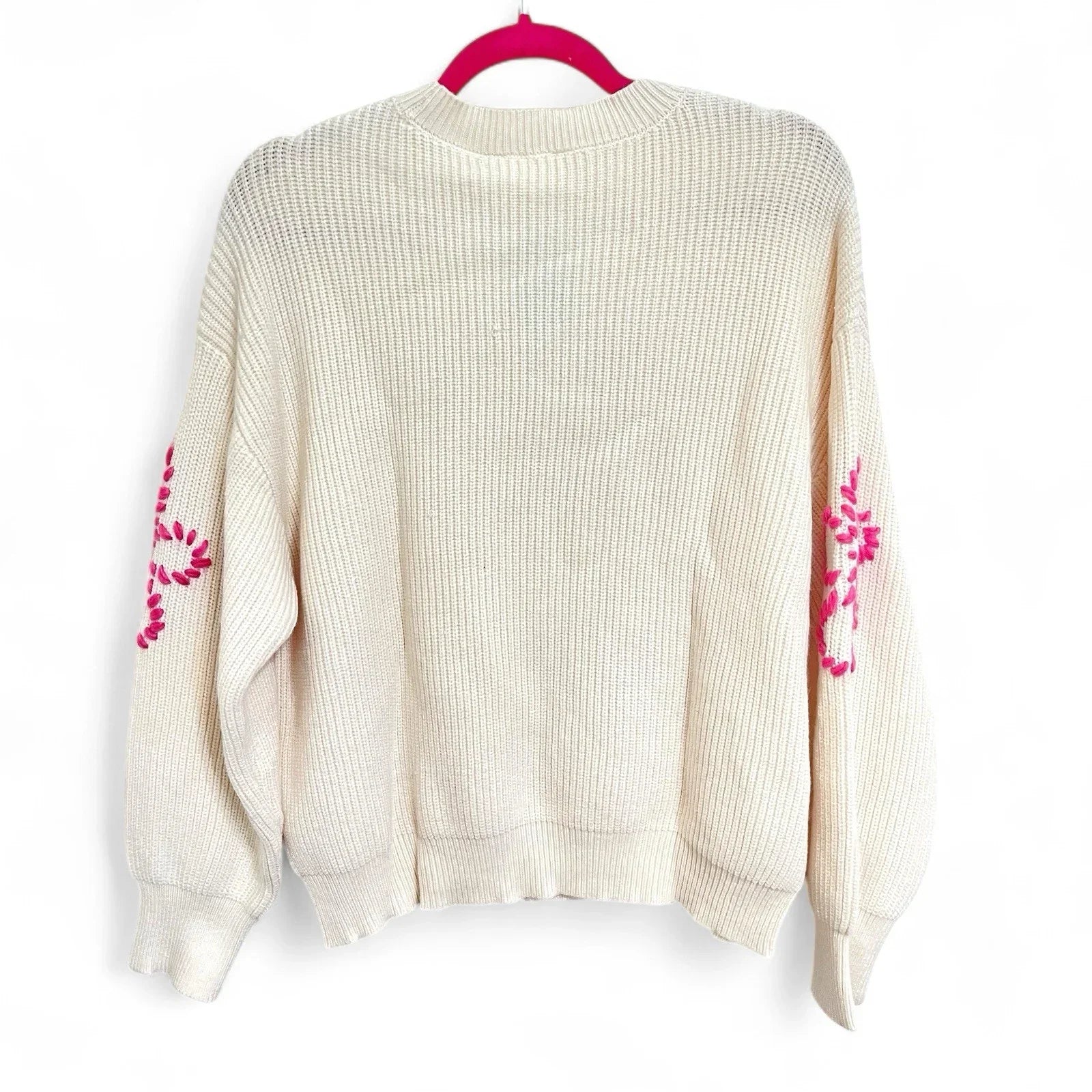 Cyrus Cream Floral Pullover Sweater Embroidered Comfy MRSP $99 NWT - Trendiez U ♥