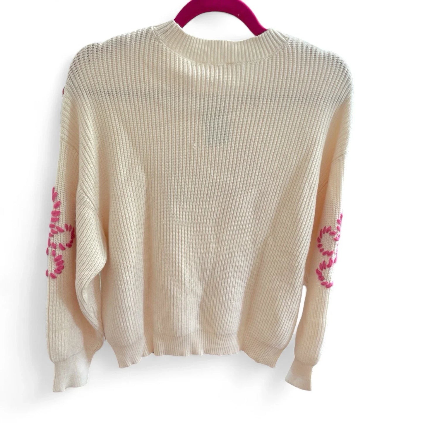 Cyrus Cream Floral Pullover Sweater Embroidered Comfy MRSP $99 NWT - Trendiez U ♥