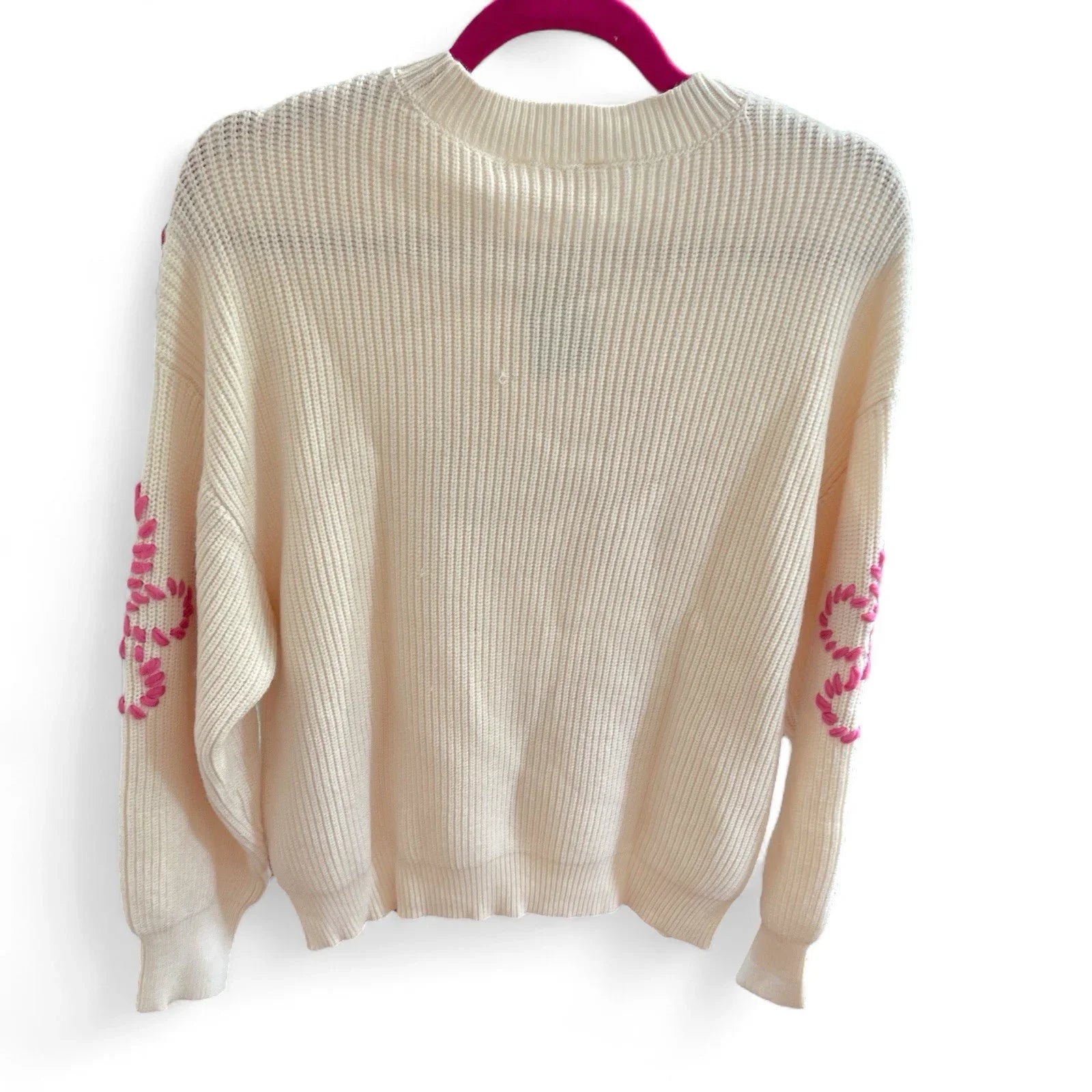 Cyrus Cream Floral Pullover Sweater Embroidered Comfy MRSP $99 NWT - Trendiez U ♥