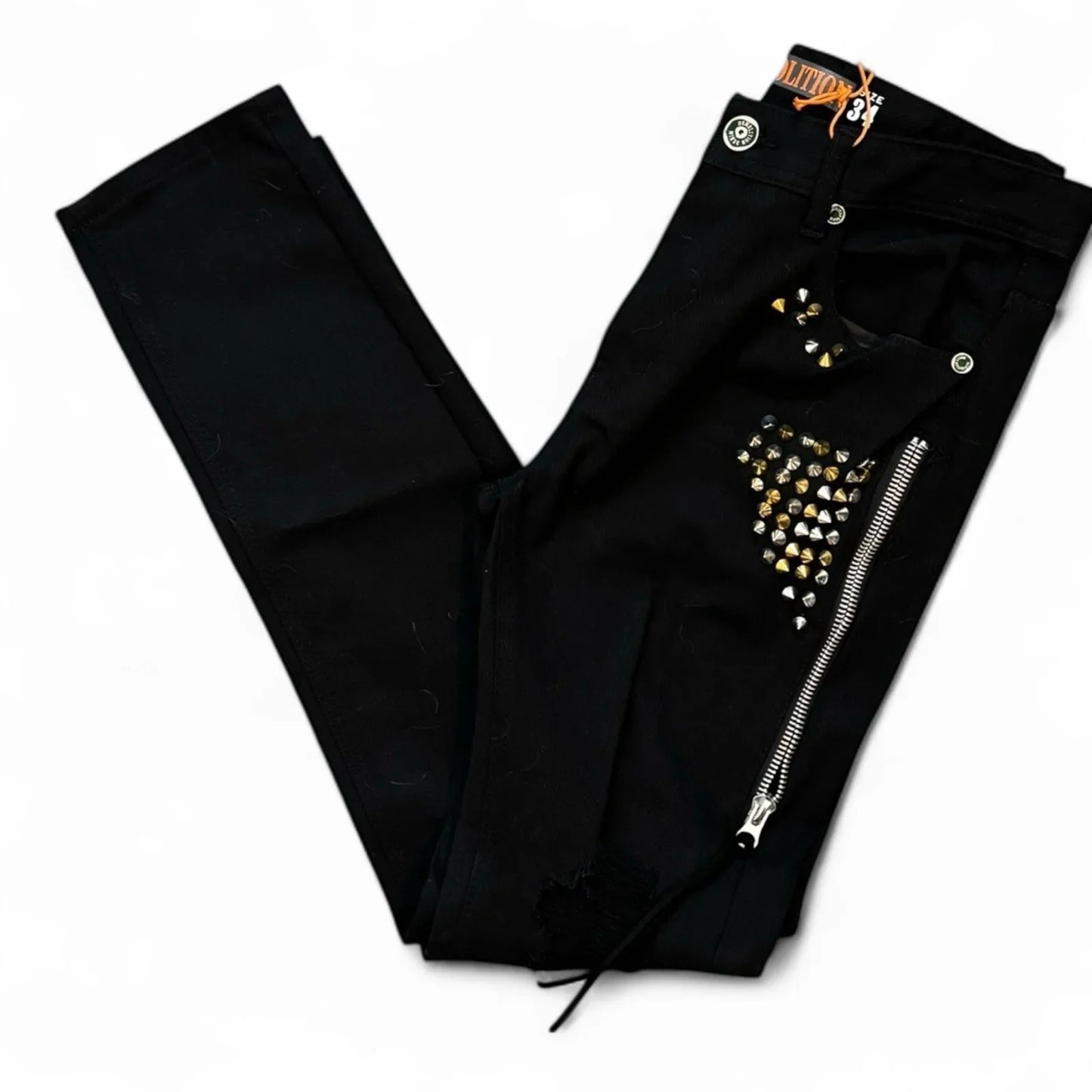 Demolition Men’s Jeans – Black Moto Studden Slim 34x32 - Trendiez U ♥