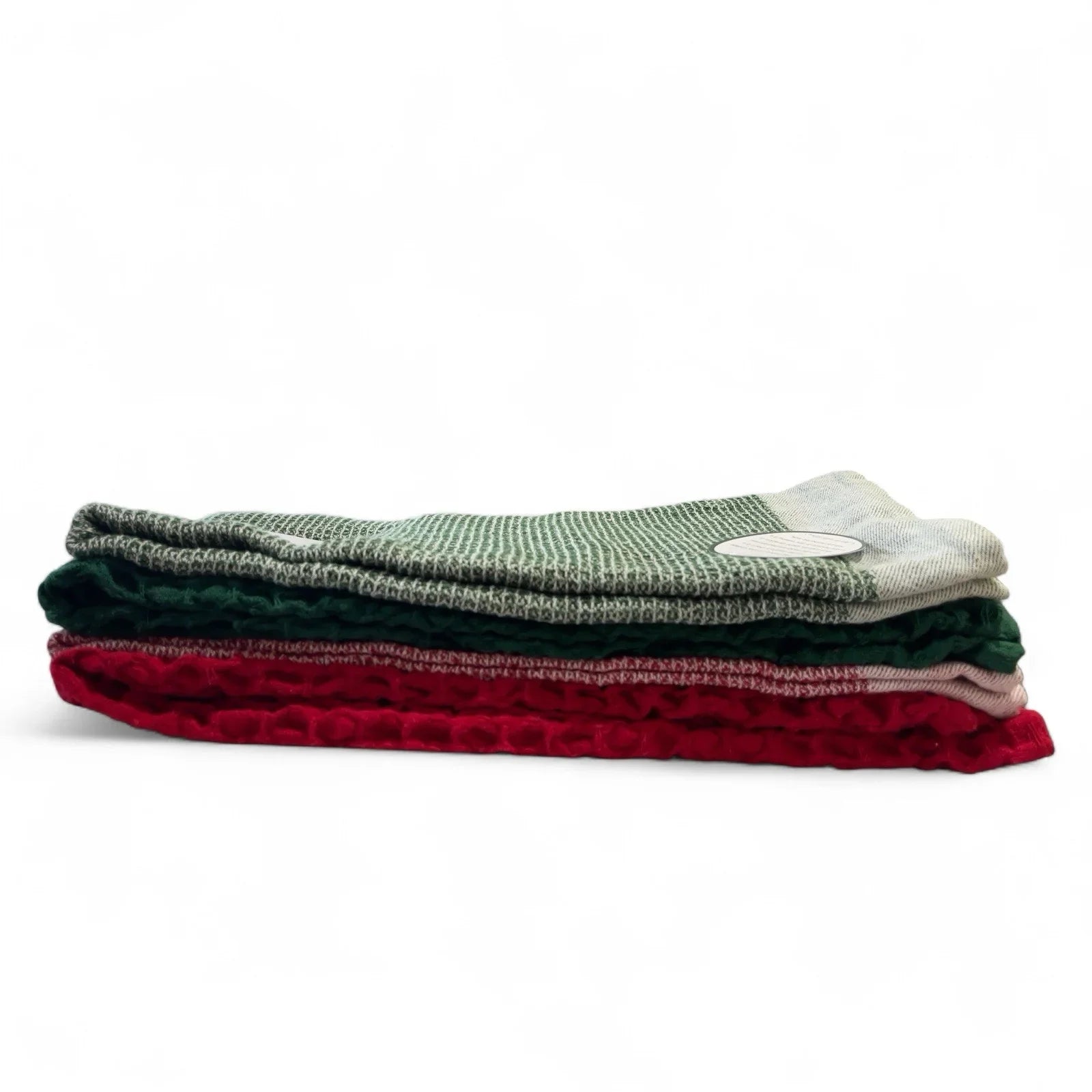 Farmhouse Waffle Weave Christmas Kitchen Towel Set (4, Red/Green) - Trendiez U ♥