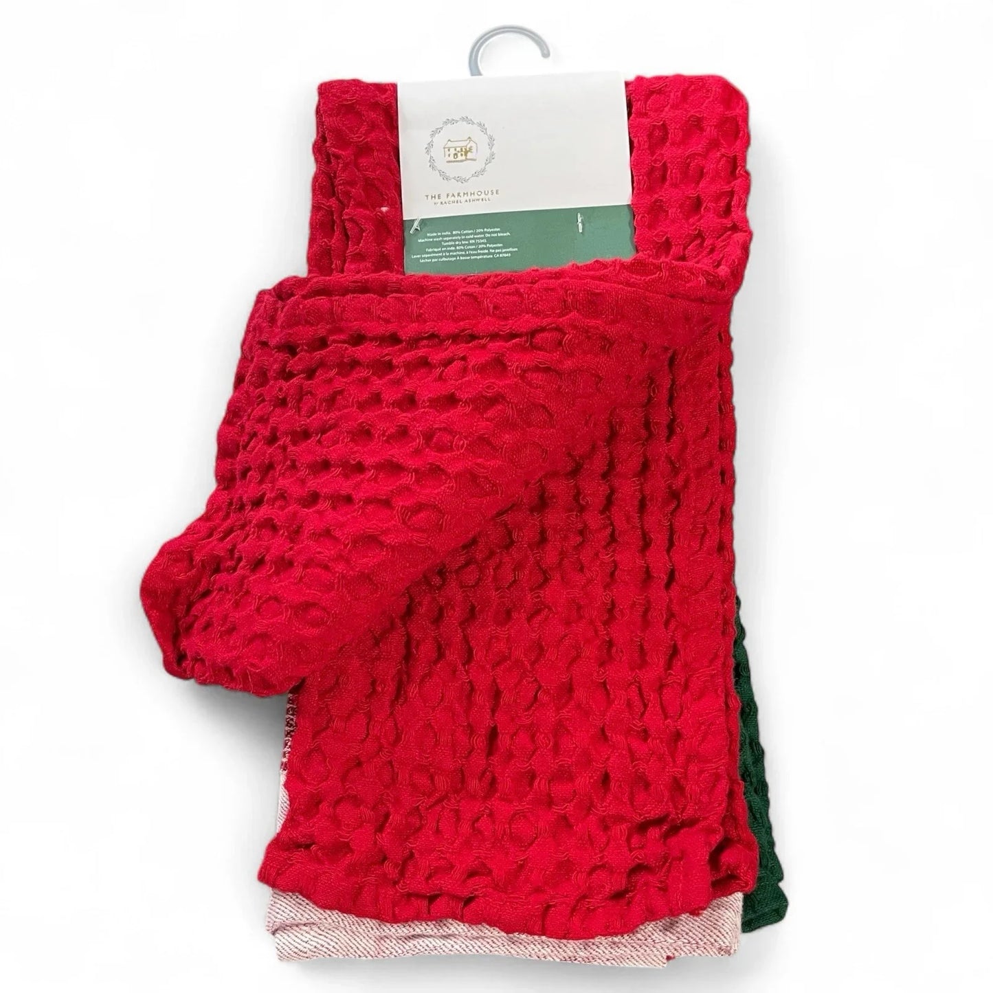 Farmhouse Waffle Weave Christmas Kitchen Towel Set (4, Red/Green) - Trendiez U ♥