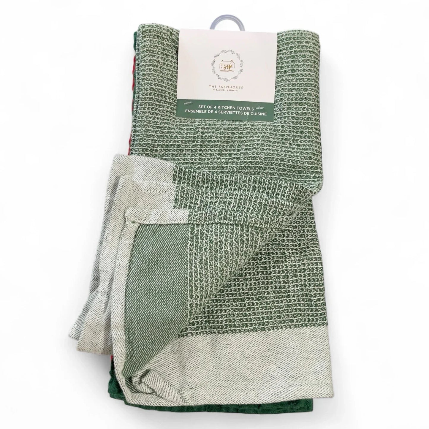 Farmhouse Waffle Weave Christmas Kitchen Towel Set (4, Red/Green) - Trendiez U ♥