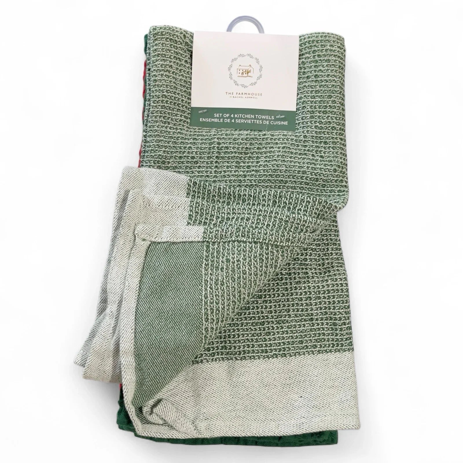 Farmhouse Waffle Weave Christmas Kitchen Towel Set (4, Red/Green) - Trendiez U ♥