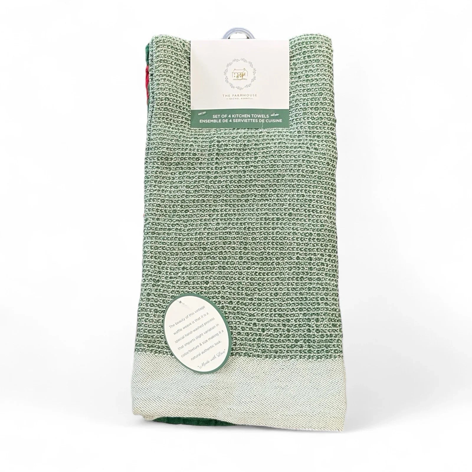 Farmhouse Waffle Weave Christmas Kitchen Towel Set (4, Red/Green) - Trendiez U ♥