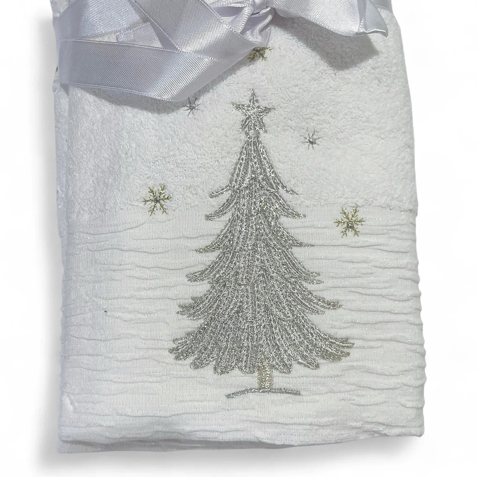 Glitz+Glimmer Christmas Hand Towels Silver/Gold Rhinestones Embroidered Turkish - Trendiez U ♥