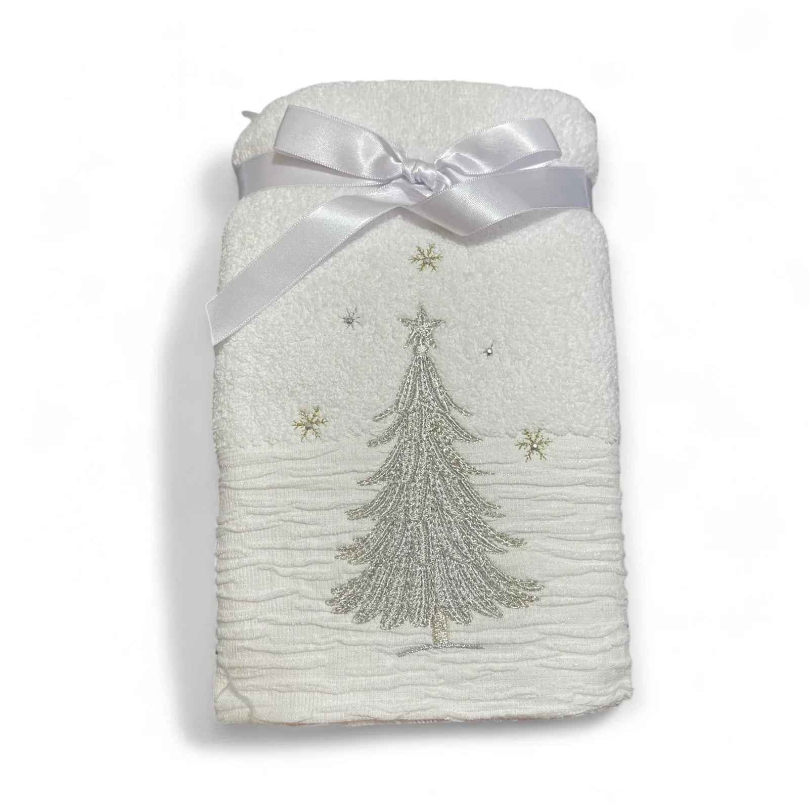 Glitz+Glimmer Christmas Hand Towels Silver/Gold Rhinestones Embroidered Turkish - Trendiez U ♥