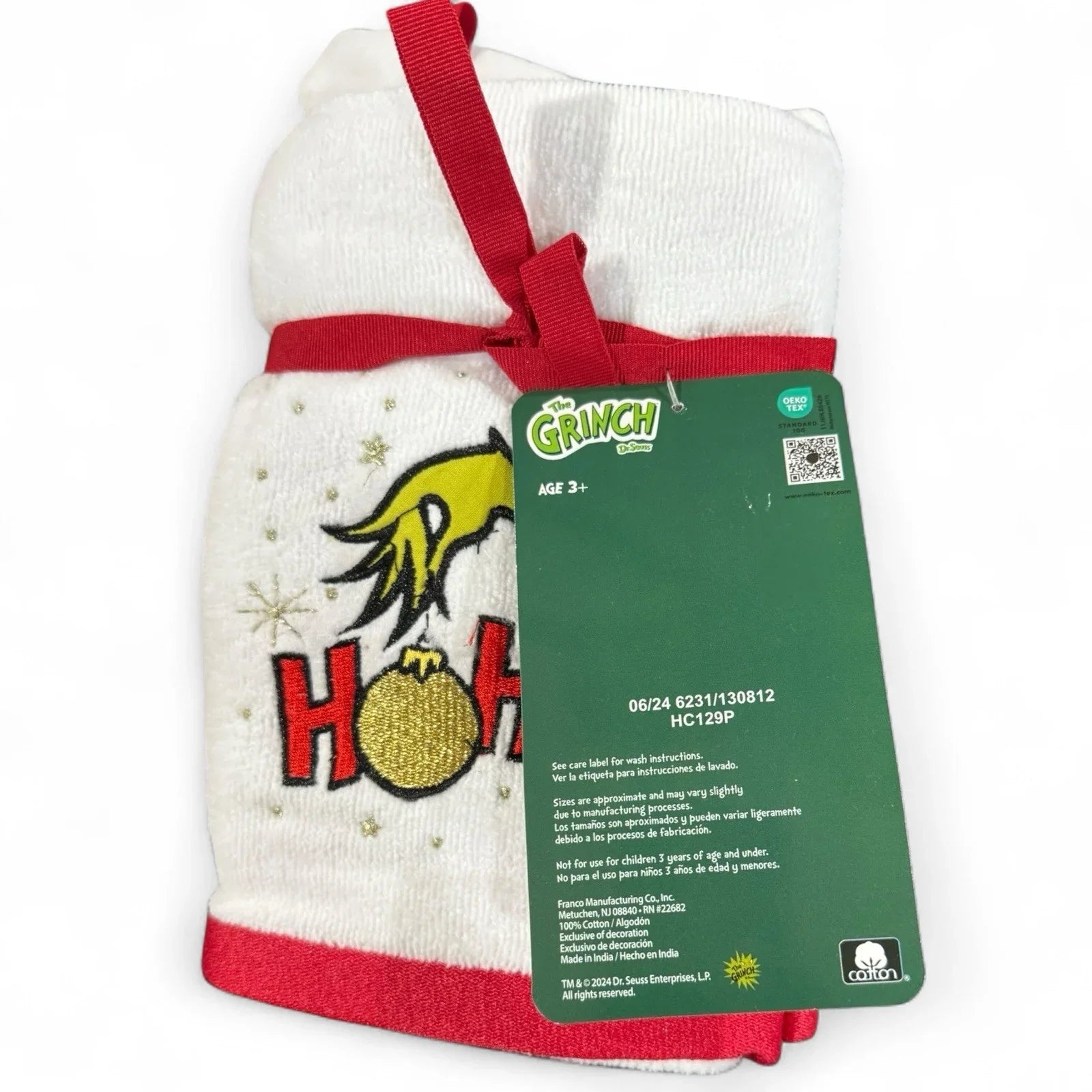 Grinch Dr. Suess Ho Ho 2pk Hand Towels Christmas Holiday Bathroom Decor - Trendiez U ♥