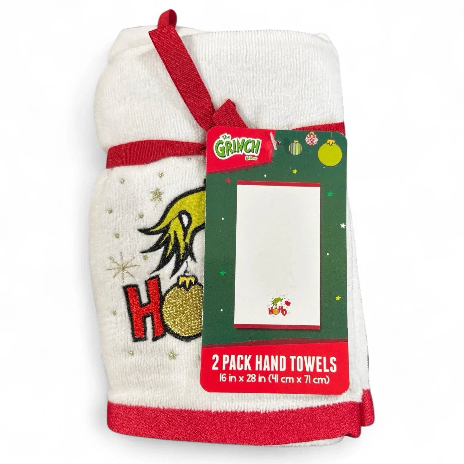 Grinch Dr. Suess Ho Ho 2pk Hand Towels Christmas Holiday Bathroom Decor - Trendiez U ♥