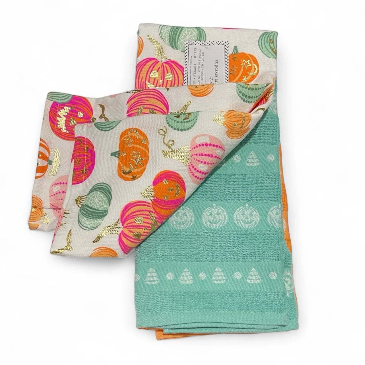 Halloween Kitchen Towels Cupcakes And Cashmere Pink & Gold - Trendiez U ♥