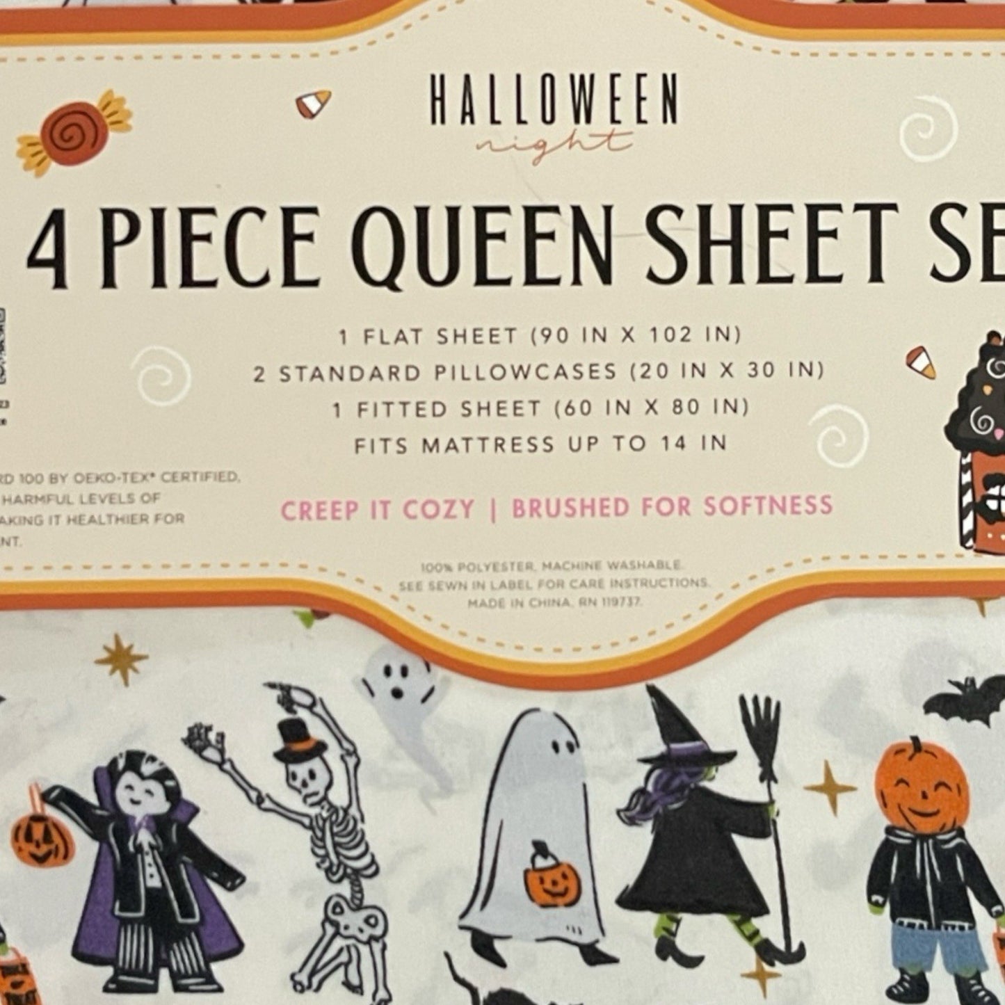 Halloween Queen Sheet Set – 4 Piece Ghost Witch Vampire Skeleton Bedding - Trendiez U ♥