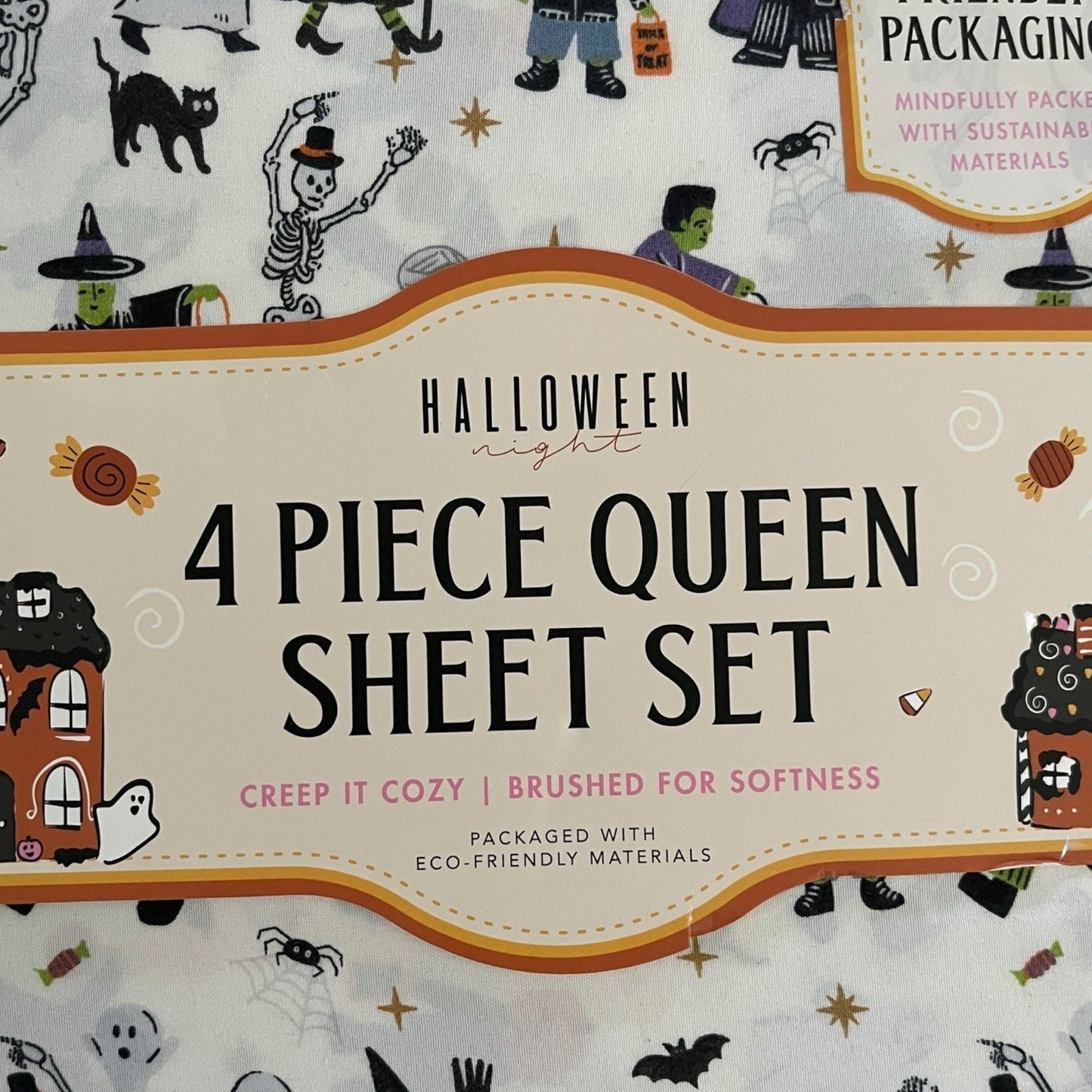 Halloween Queen Sheet Set – 4 Piece Ghost Witch Vampire Skeleton Bedding - Trendiez U ♥
