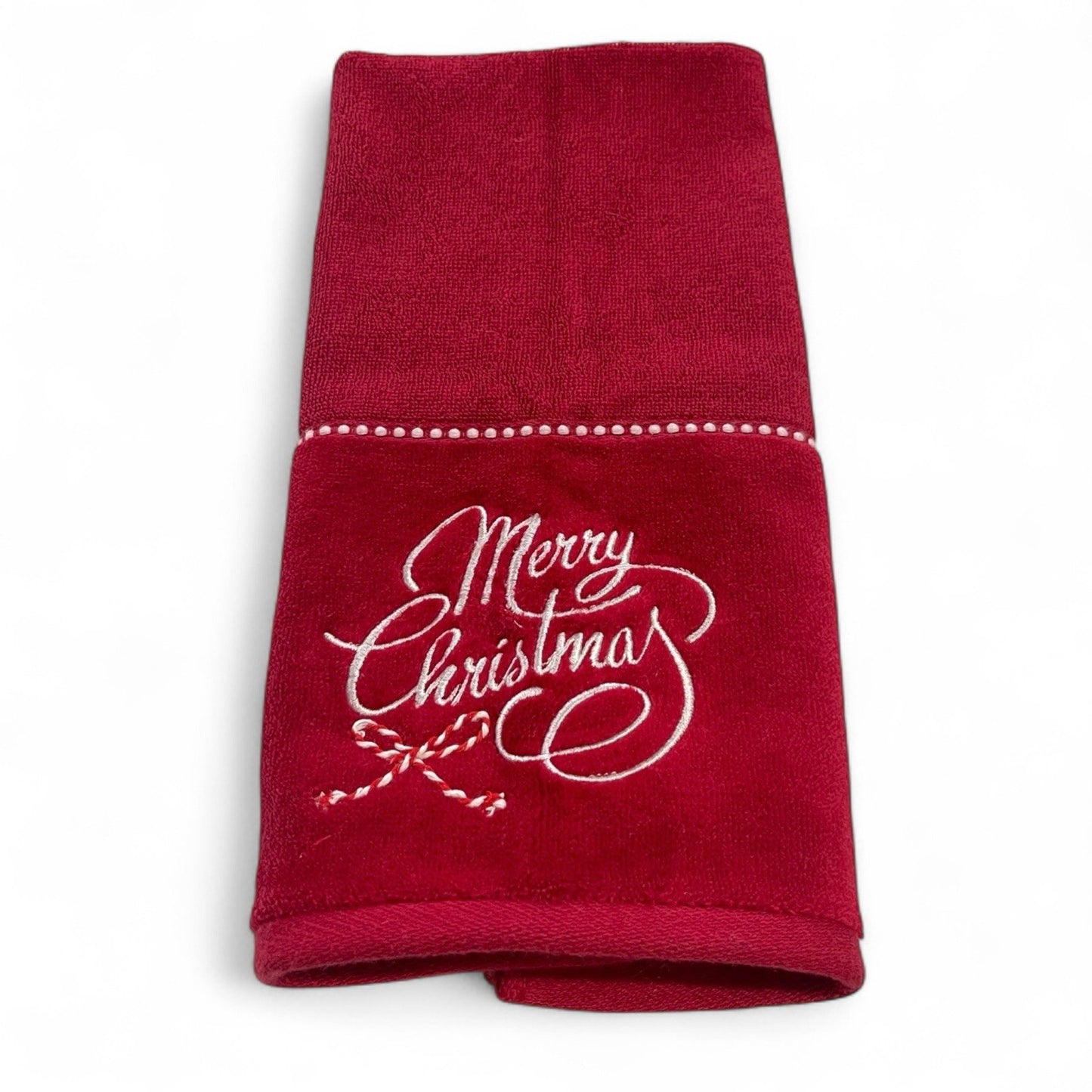 Happy Holidays Christmas 3pc Bath Towel Set Embroidered Cotton Vintage-Inspired - Trendiez U ♥