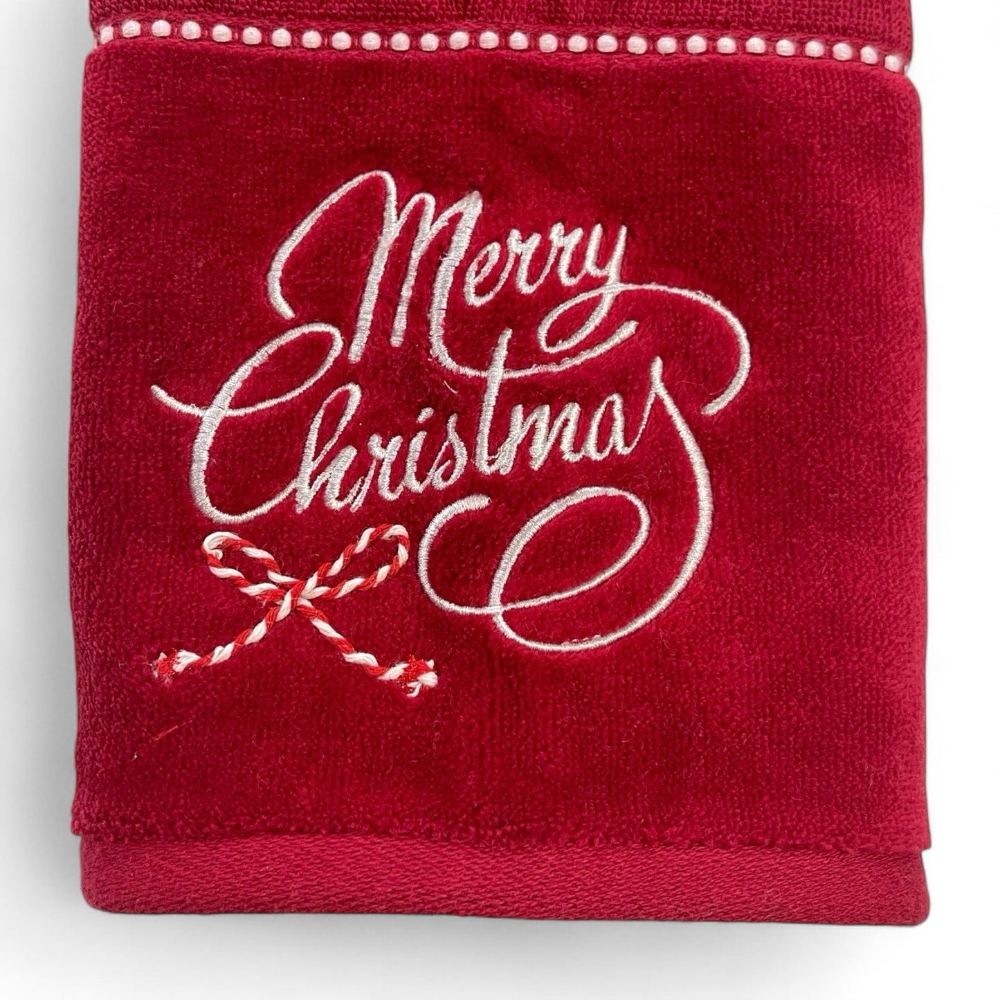 Happy Holidays Christmas 3pc Bath Towel Set Embroidered Cotton Vintage-Inspired - Trendiez U ♥
