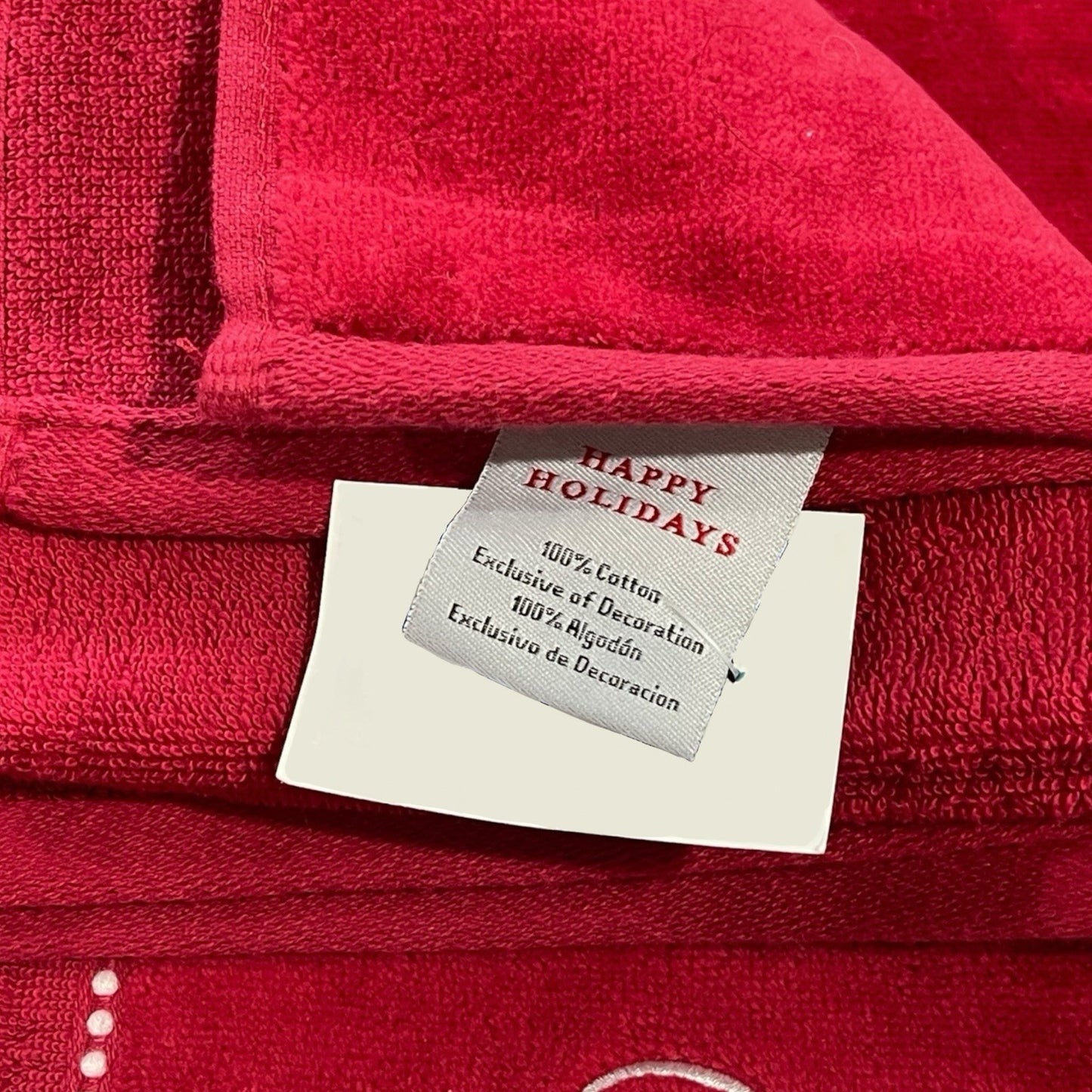 Happy Holidays Christmas 3pc Bath Towel Set Embroidered Cotton Vintage-Inspired - Trendiez U ♥