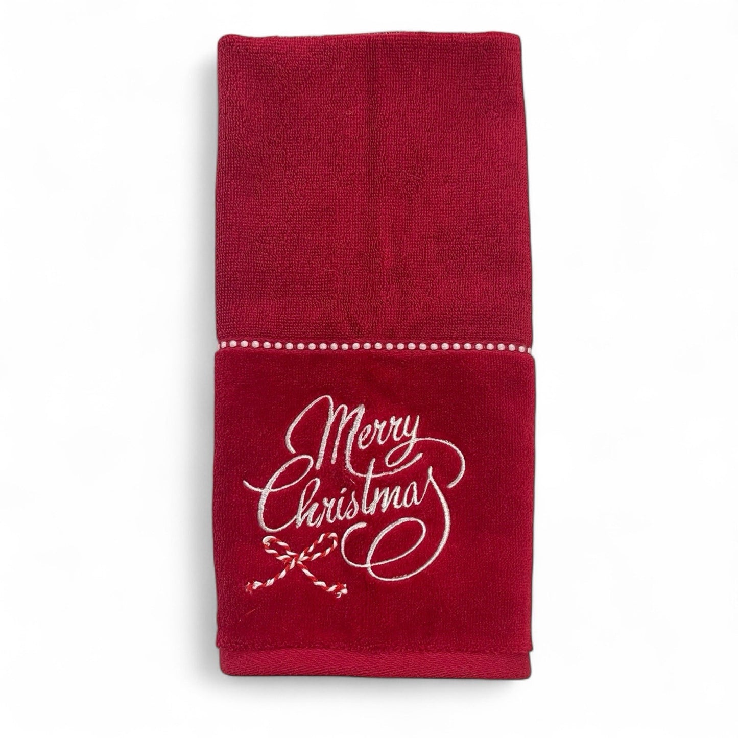 Happy Holidays Christmas 3pc Bath Towel Set Embroidered Cotton Vintage-Inspired - Trendiez U ♥
