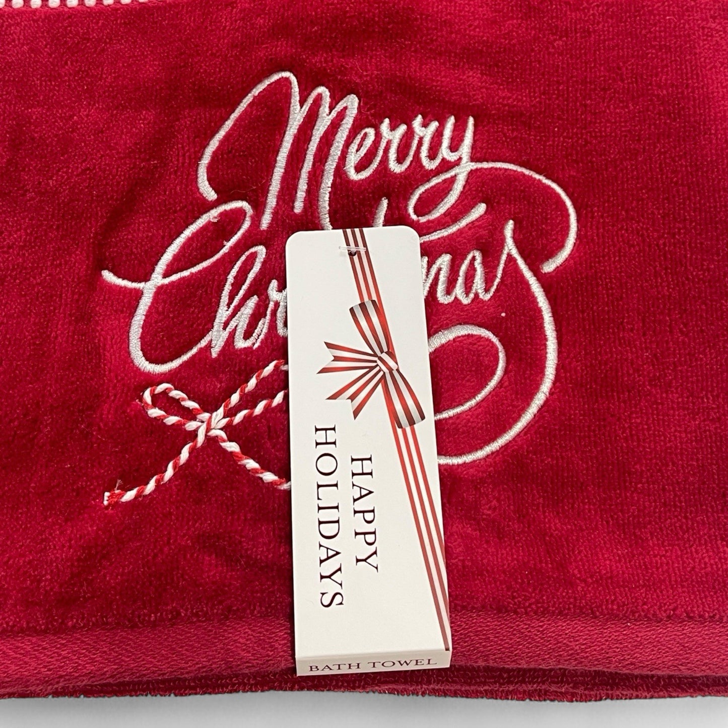Happy Holidays Christmas 3pc Bath Towel Set Embroidered Cotton Vintage-Inspired - Trendiez U ♥