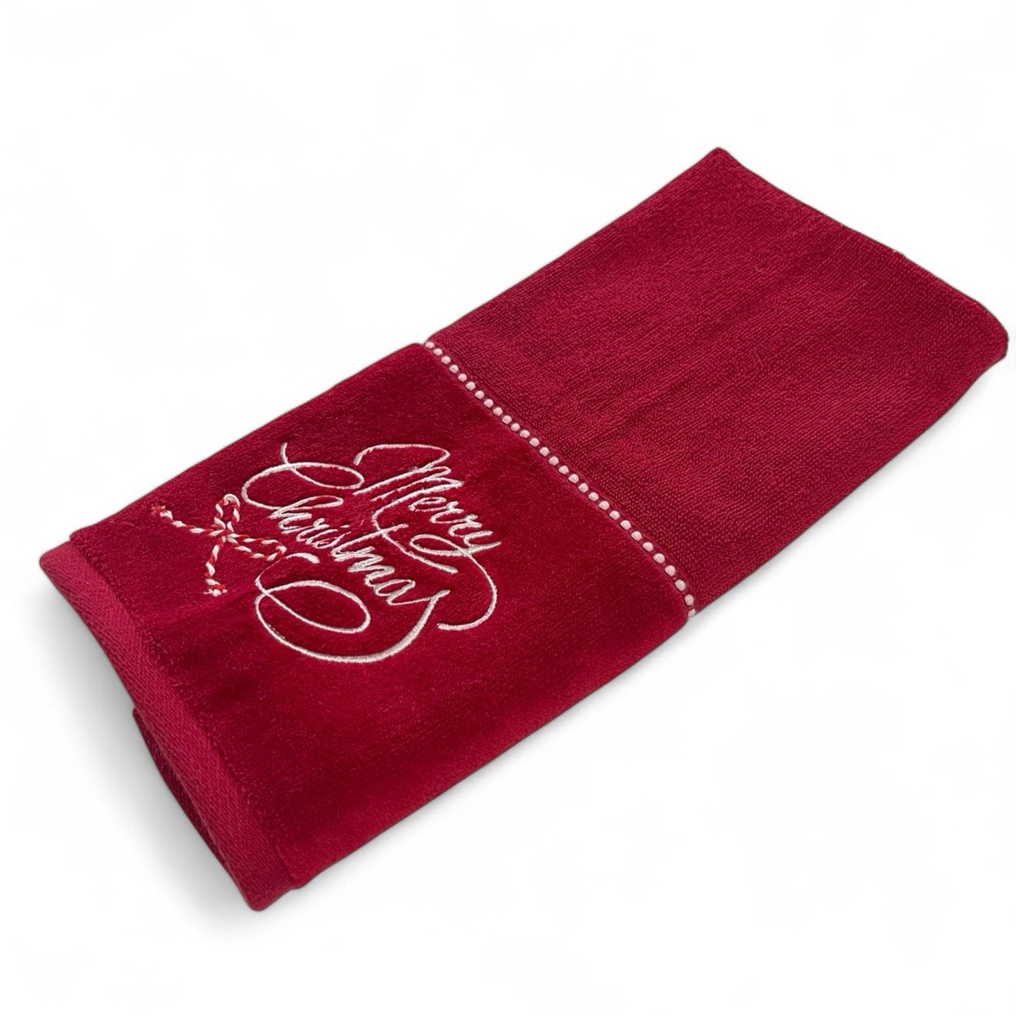 Happy Holidays Christmas 3pc Bath Towel Set Embroidered Cotton Vintage-Inspired - Trendiez U ♥