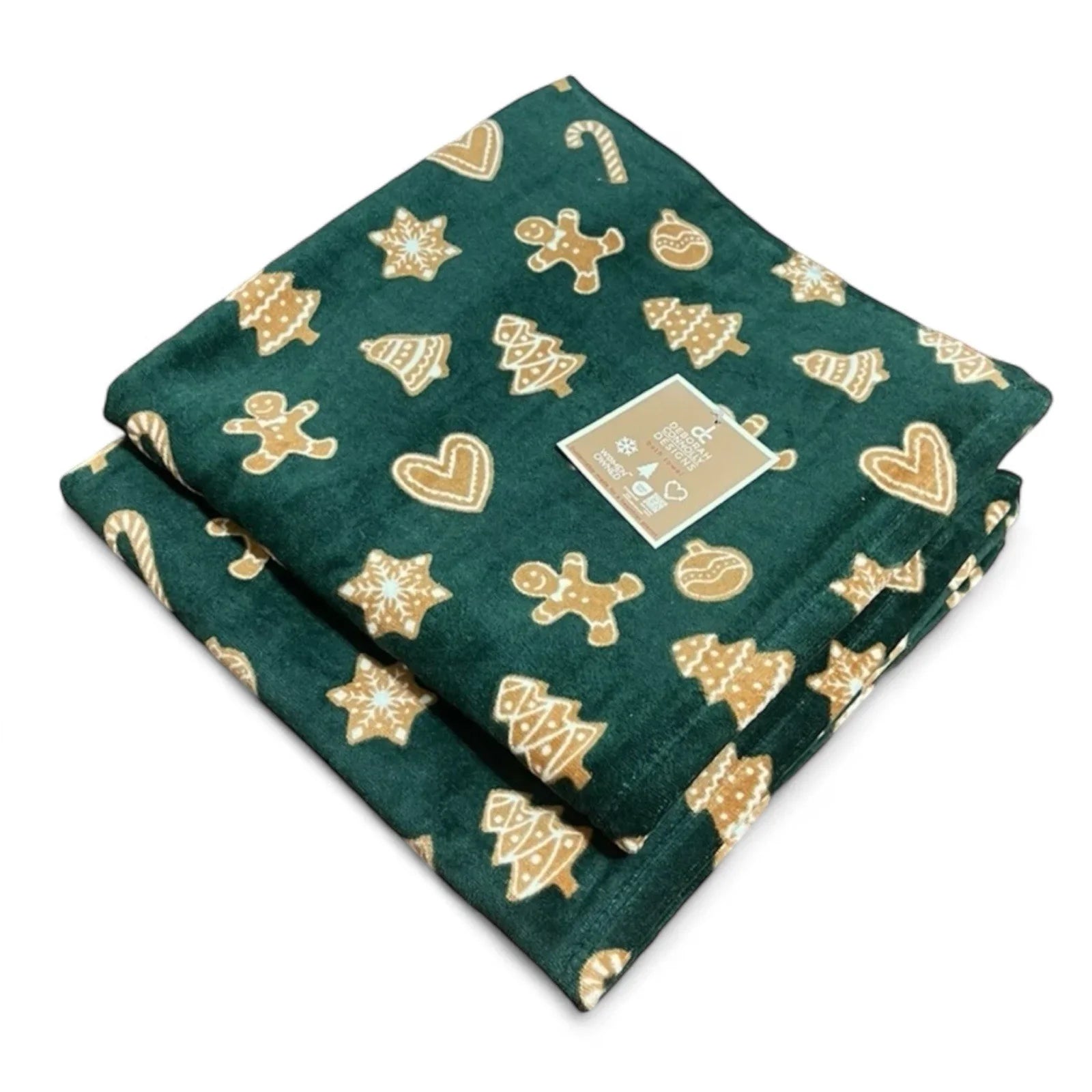 HFT Deborah Connolly Gingerbread Man Bath Towel Set 4PC Cotton Velour Christmas - Trendiez U ♥